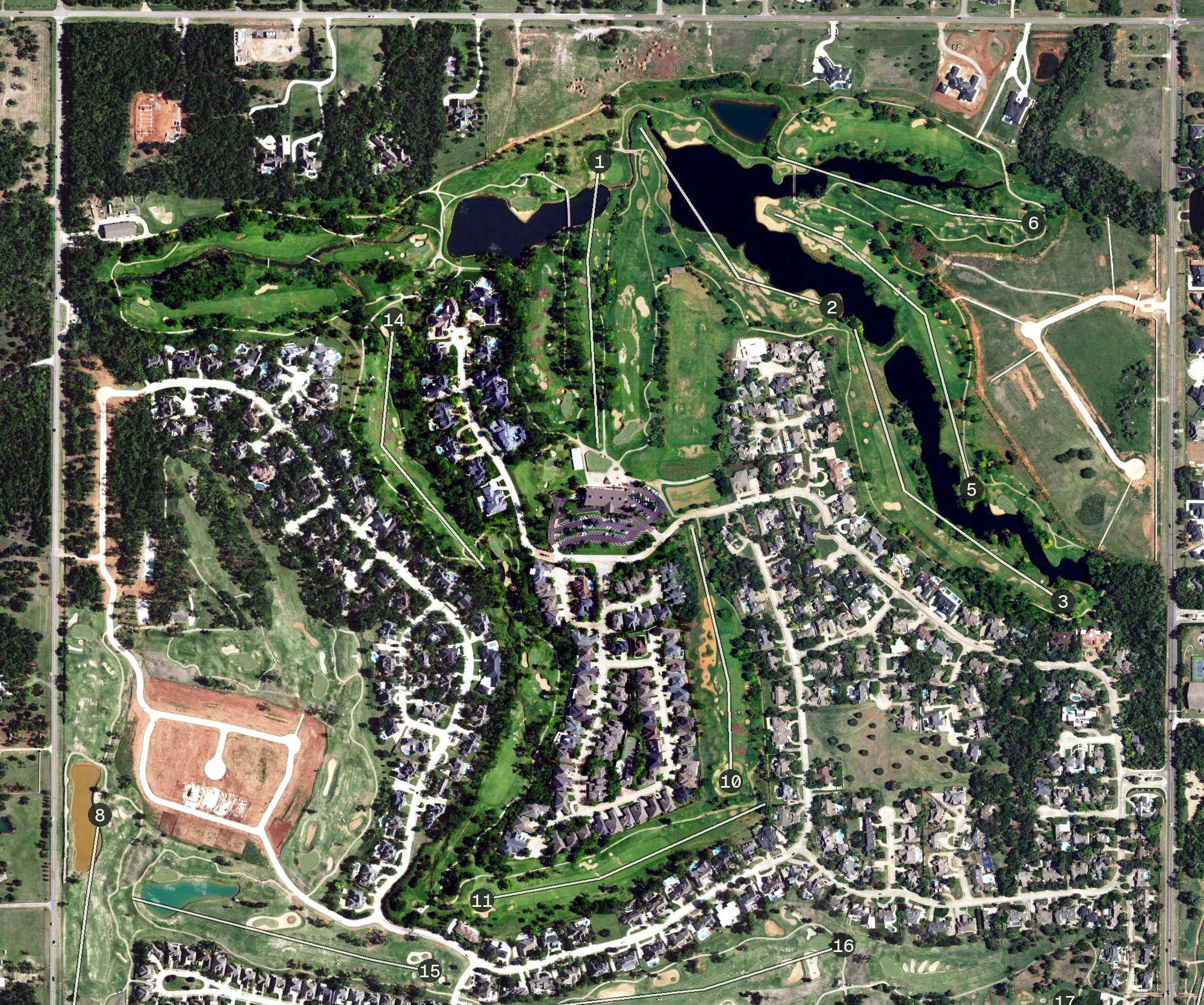 Aerial view of Oak Tree National, OK