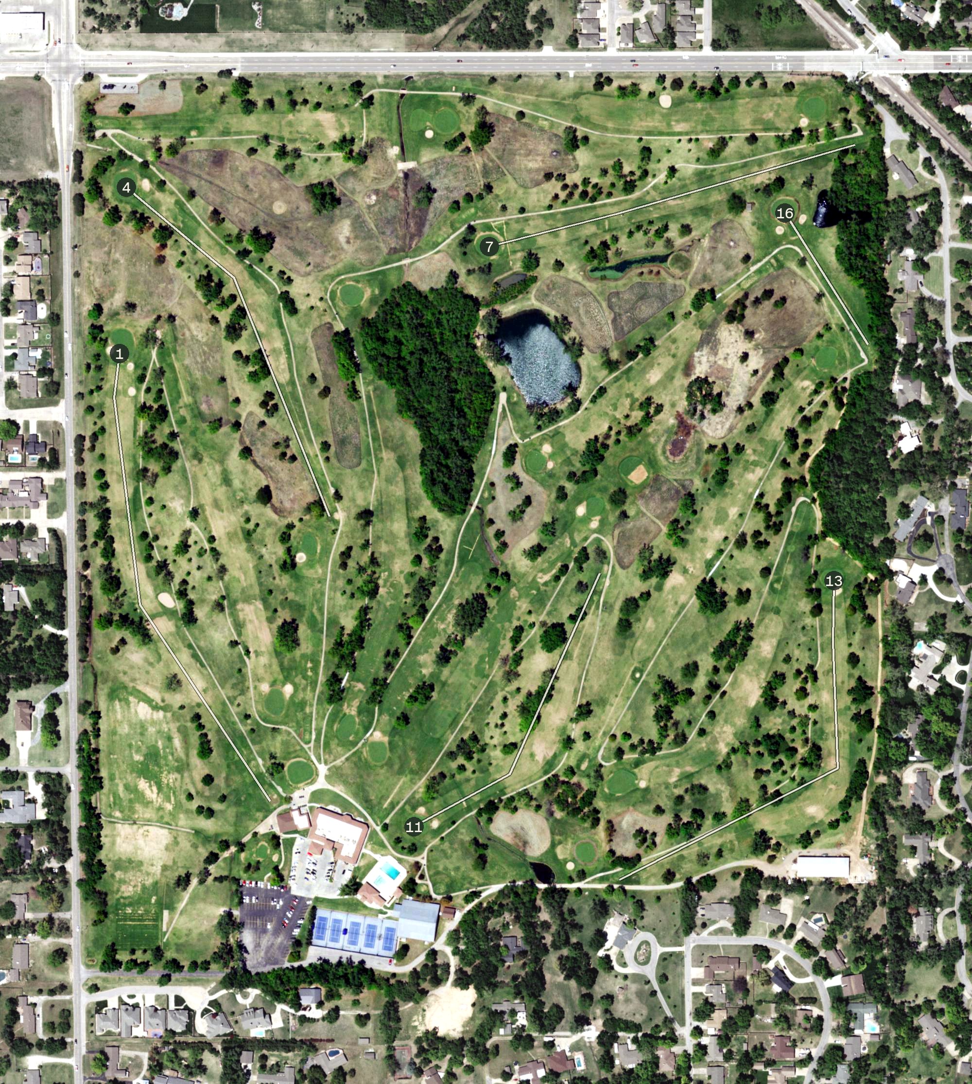 Aerial view of Oakwood Country Club Golf Course, OK