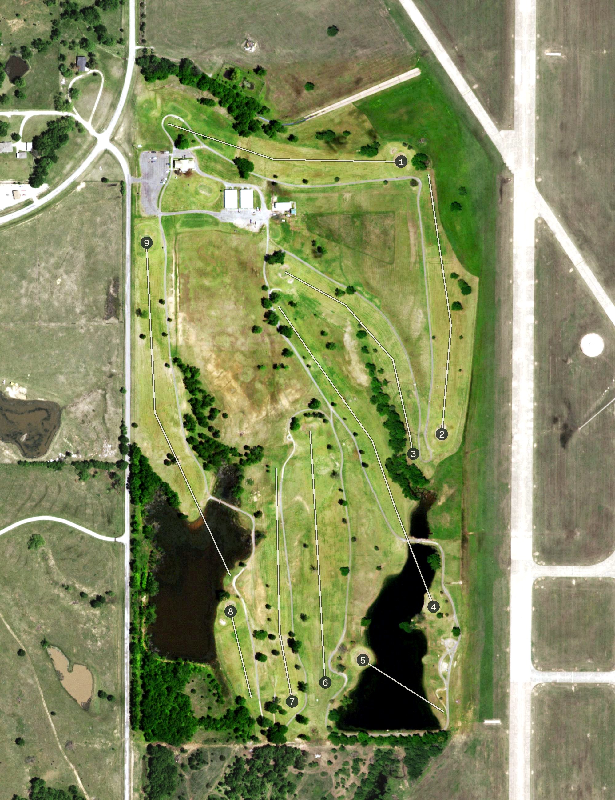 Aerial view of Pauls Valley Municipal Golf Course, OK