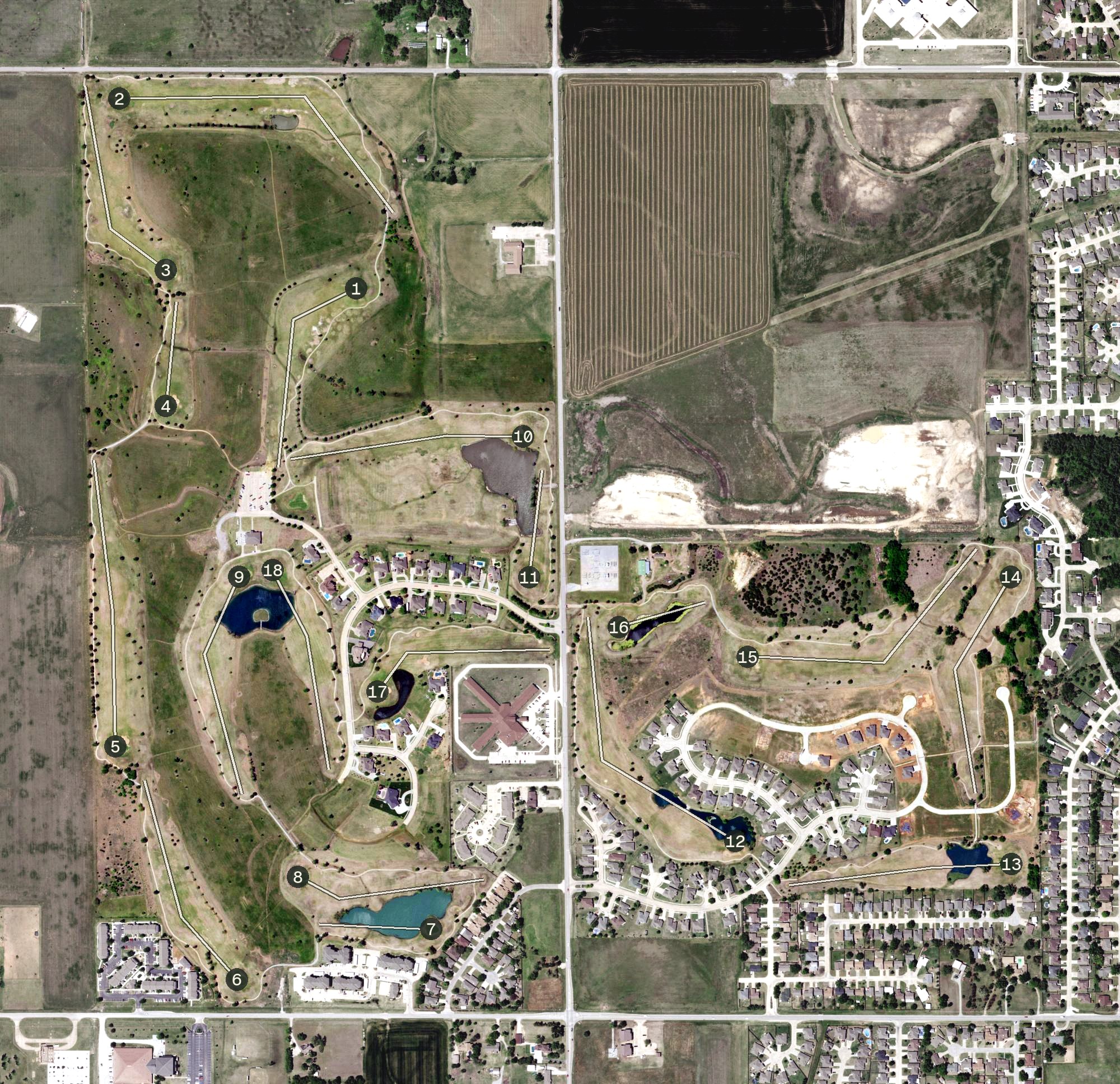 Aerial view of Pheasant Run Golf Course, OK