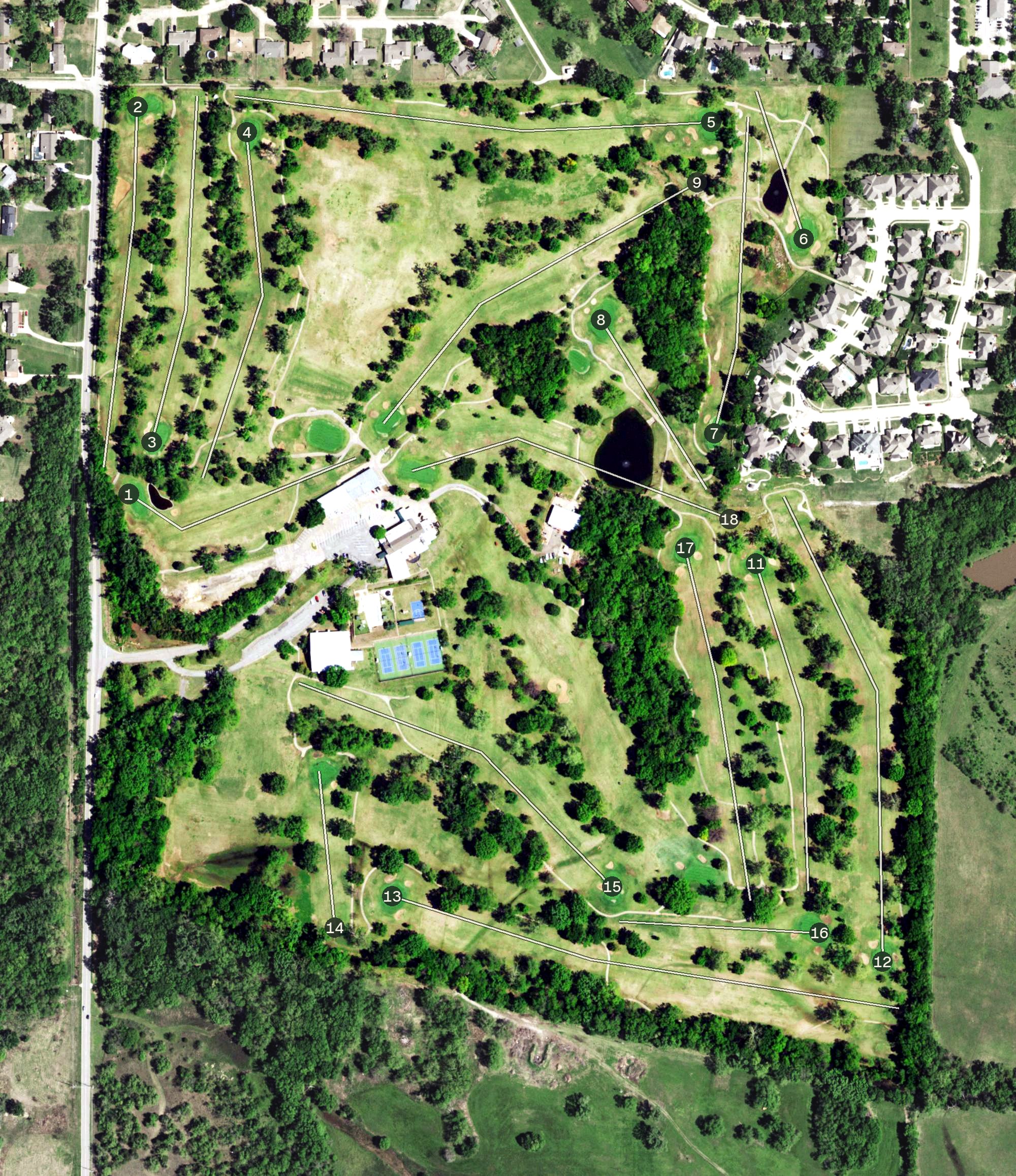 Aerial view of Ponca City Country Club, OK