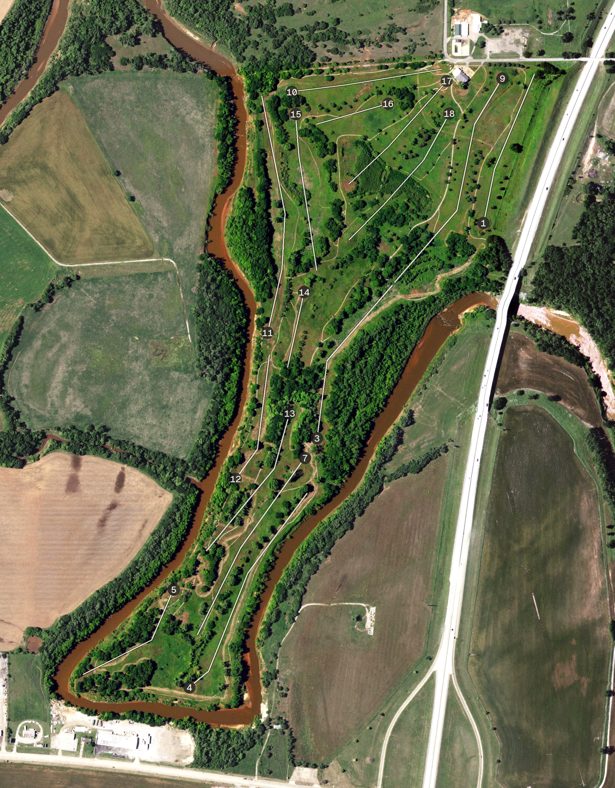 Aerial view of River Bend South Course, OK