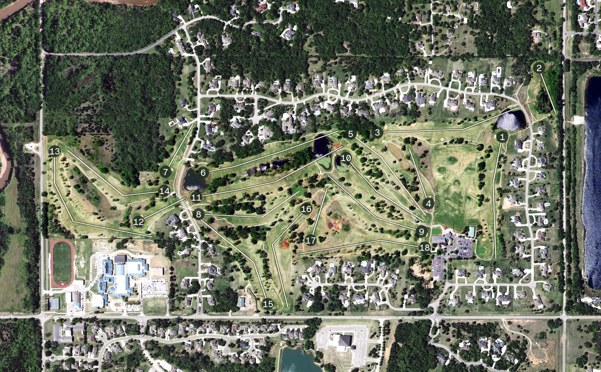 Aerial view of River Oaks Golf Club, OK