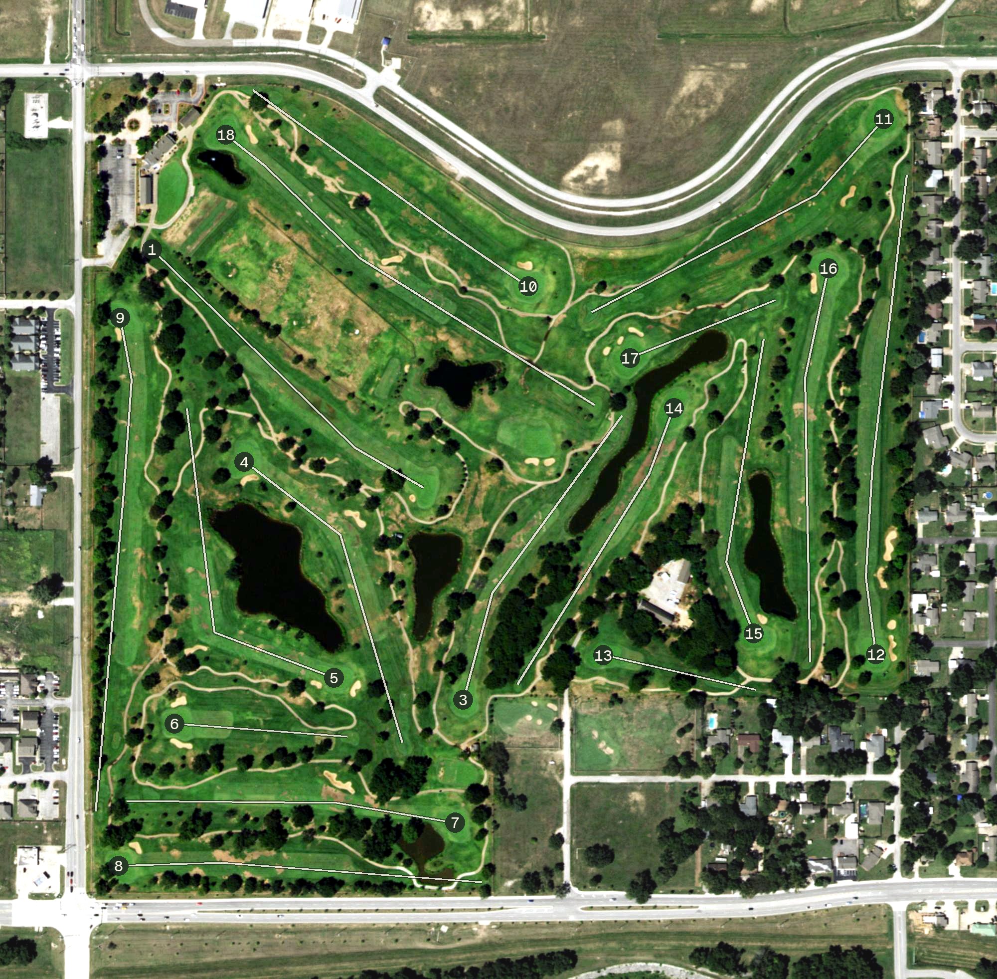 Aerial view of South Lakes Golf Course, OK