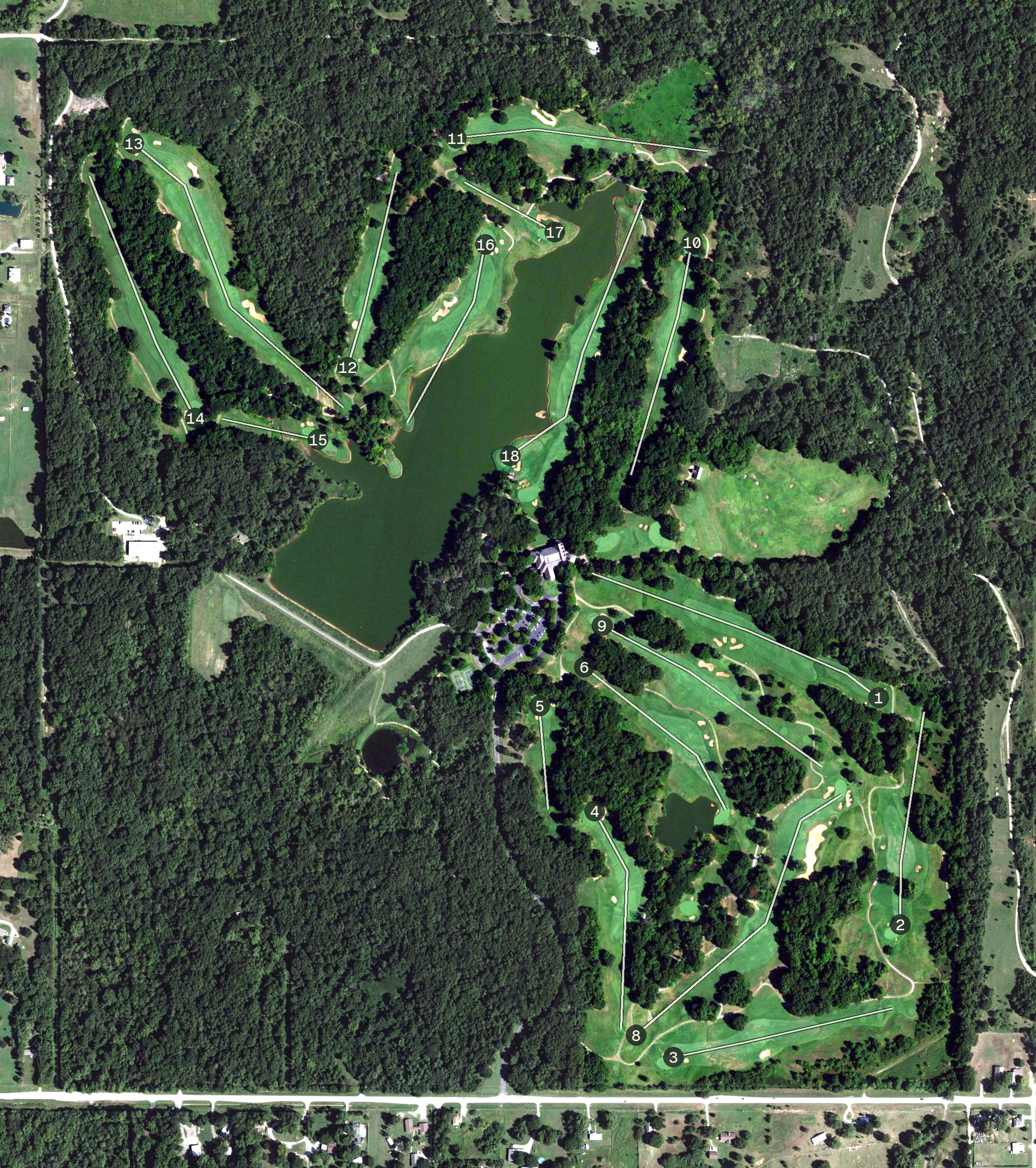 Aerial view of The Golf Club of Oklahoma, OK