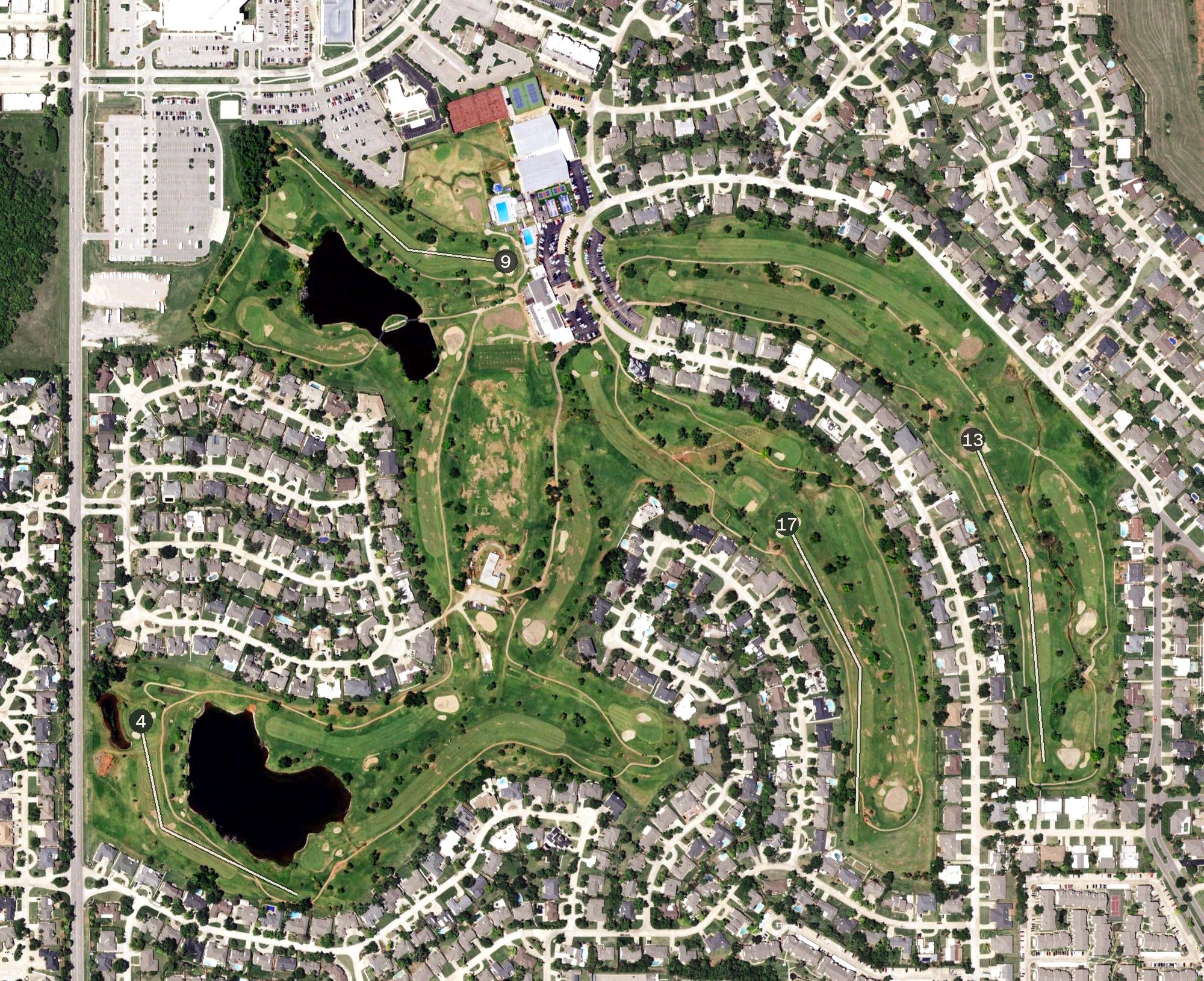 Aerial view of The Greens Country Club, OK
