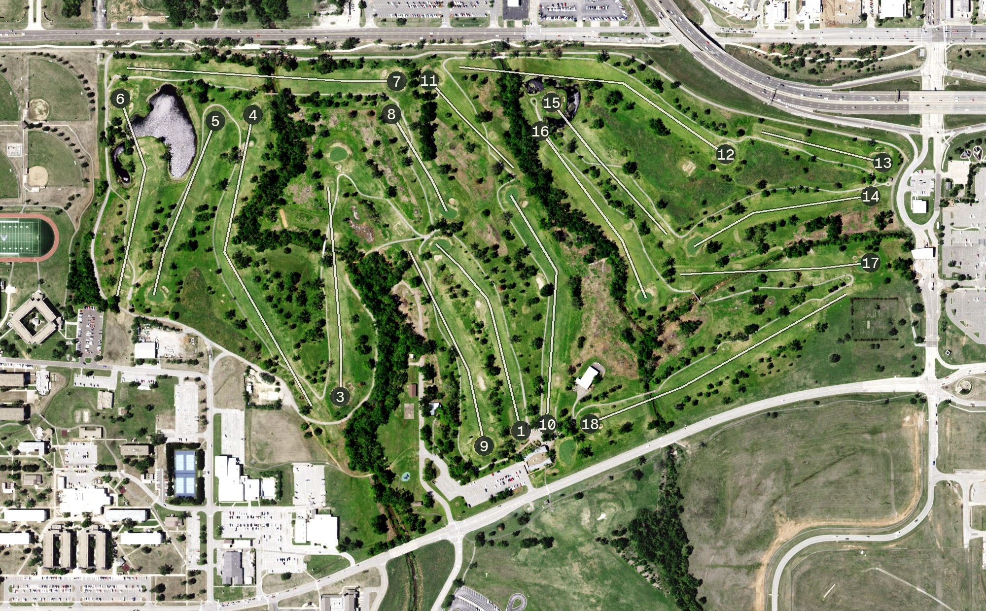 Aerial view of Tinker Golf Course, OK