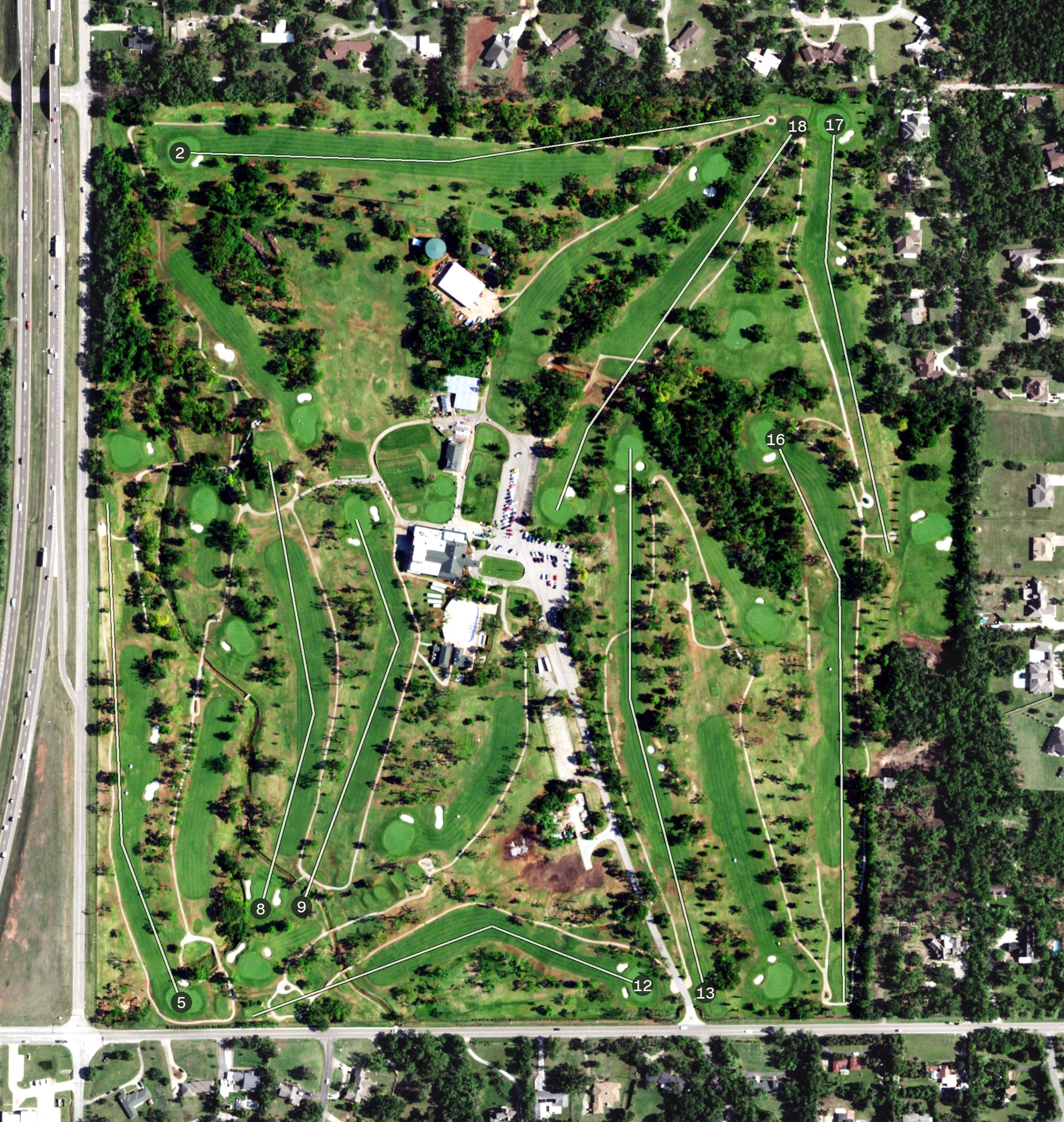 Aerial view of Twin Hills Golf & Country Club, OK