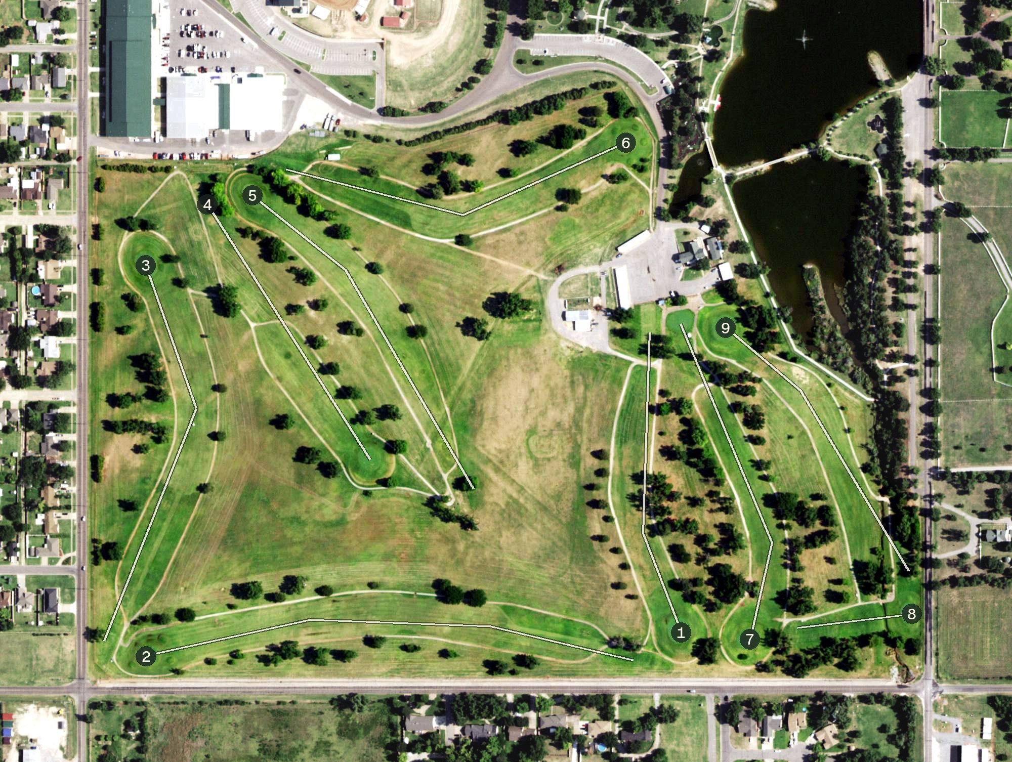 Aerial view of Woodward Municipal Golf Course, OK