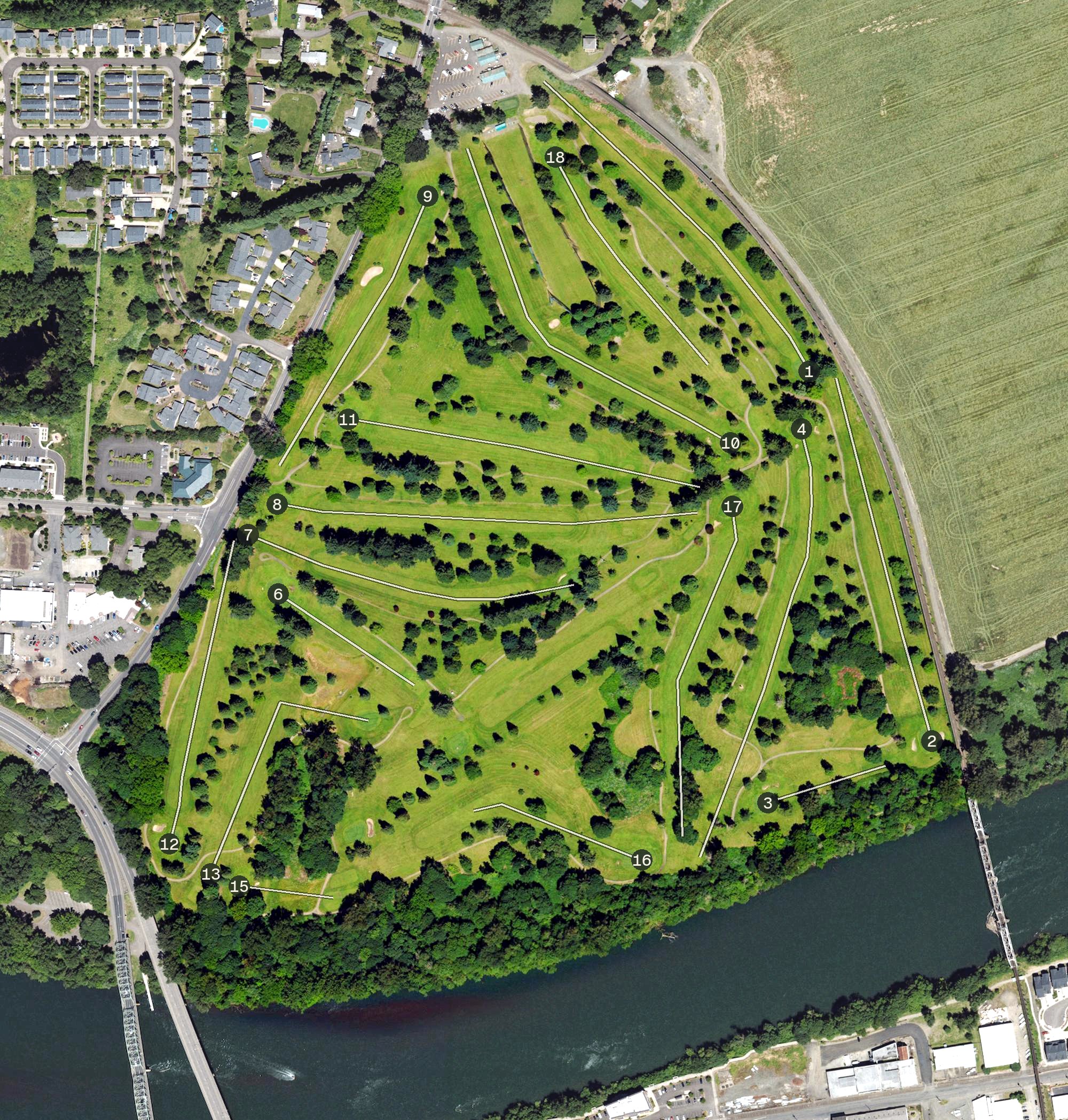 Aerial view of Albany Golf Course, OR