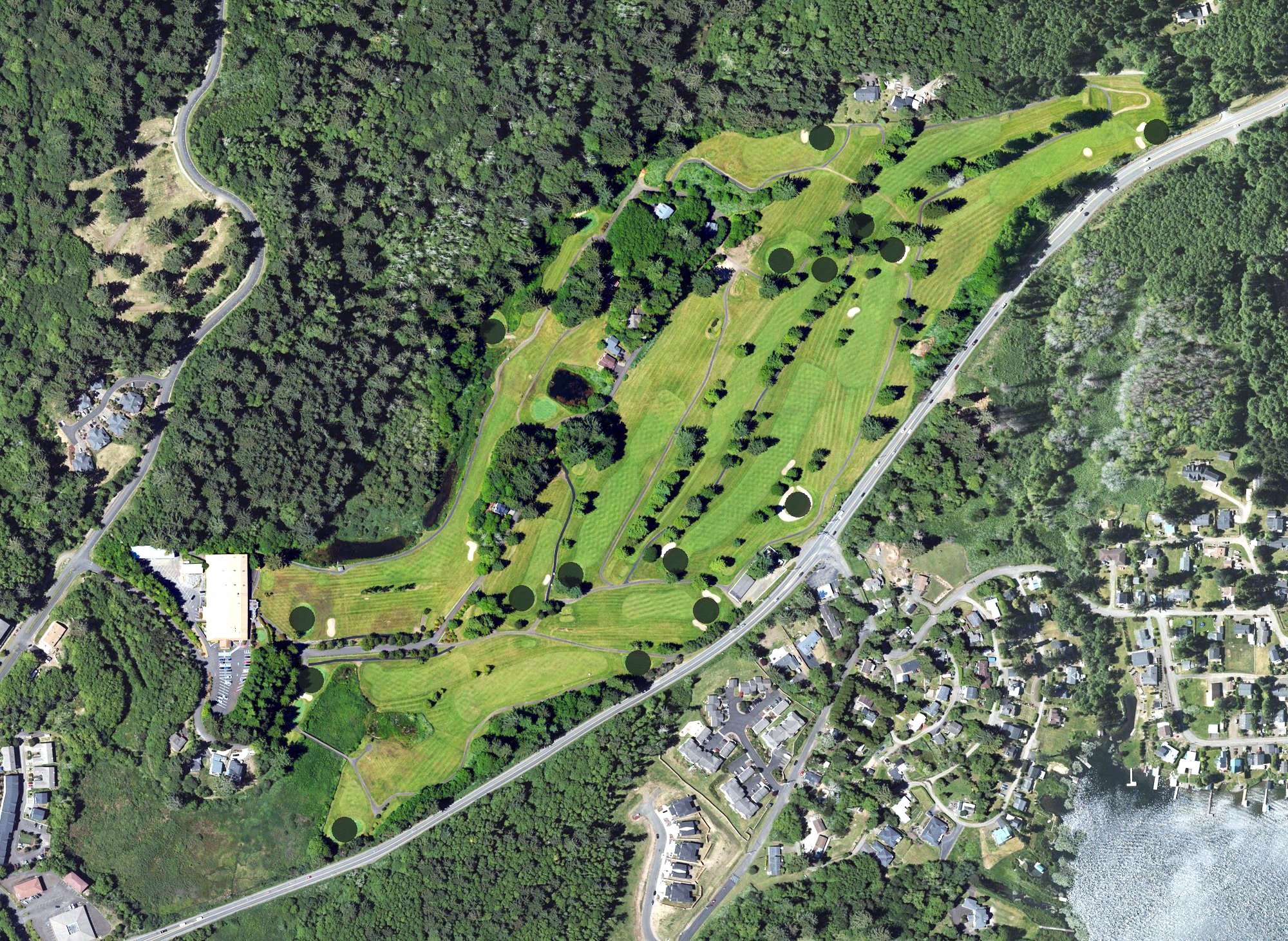 Aerial view of Chinook Winds Golf Resort, OR