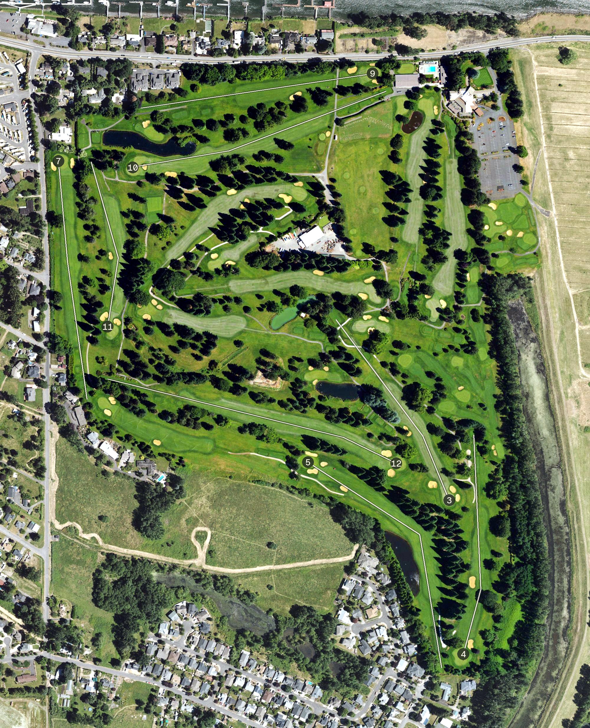 Aerial view of Columbia Edgewater Country Club, OR