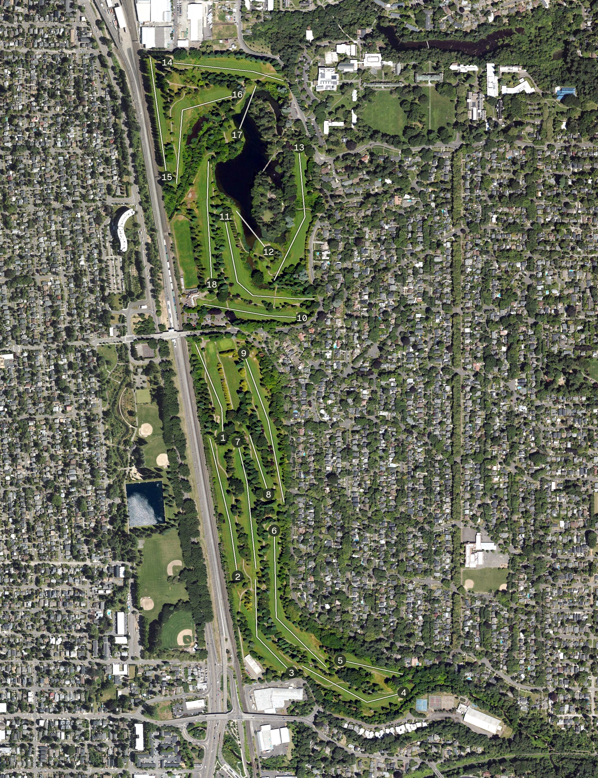 Aerial view of Eastmoreland Golf Course, OR