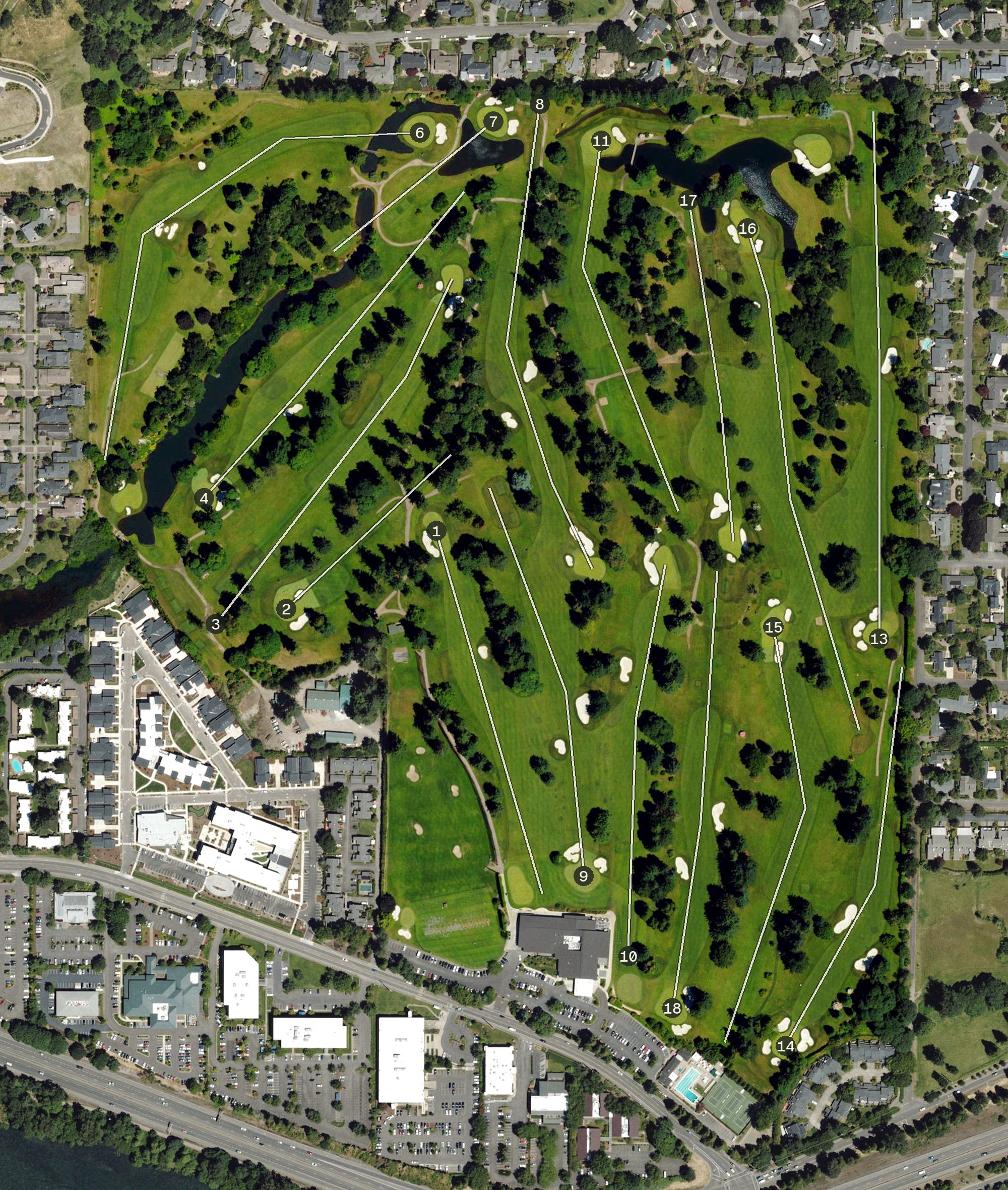 Aerial view of Eugene Country Club, OR