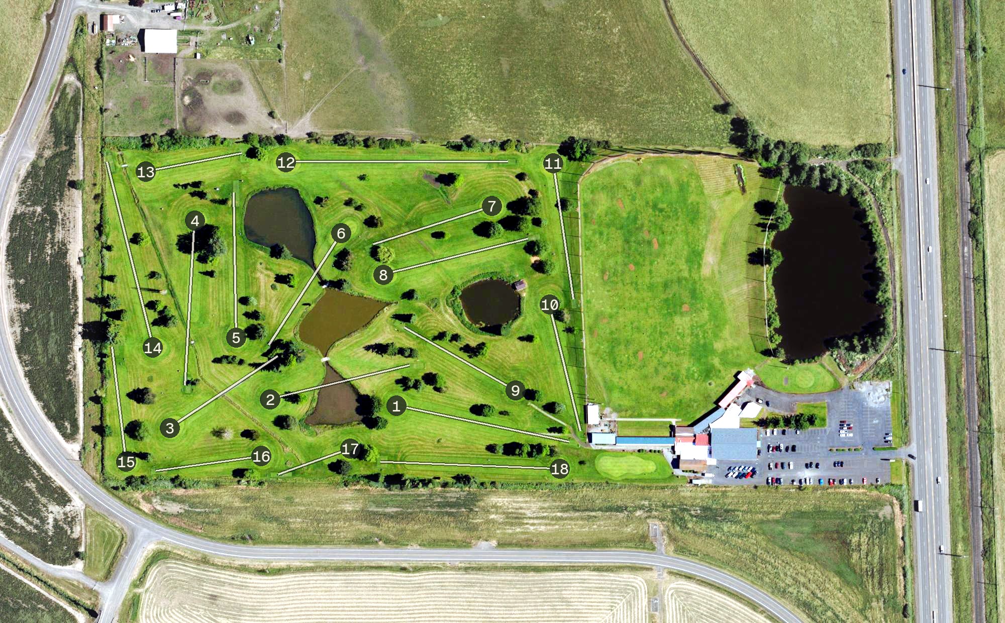 Aerial view of Fiddler's Green Golf Center, OR