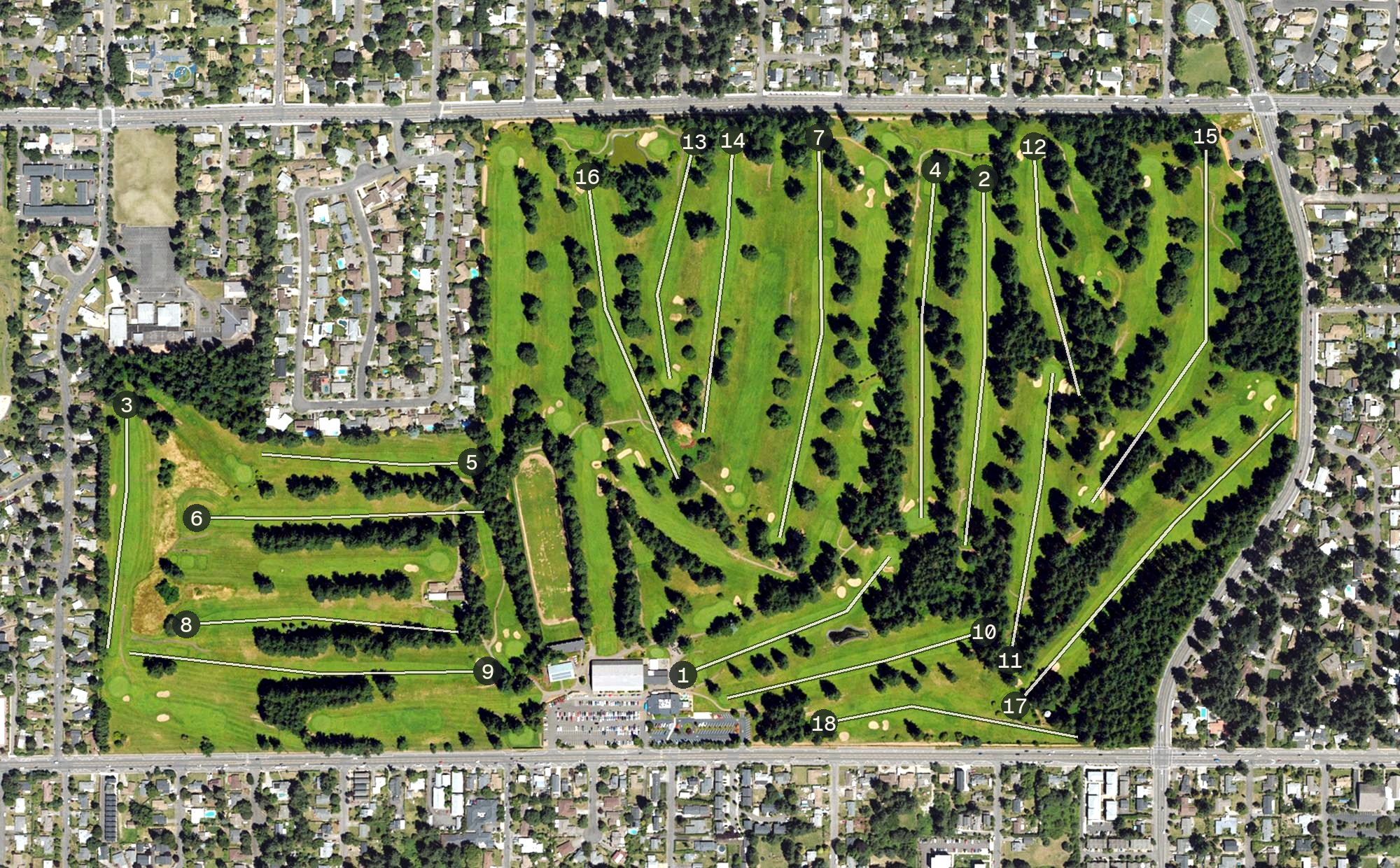 Aerial view of Glendoveer Golf Course, OR