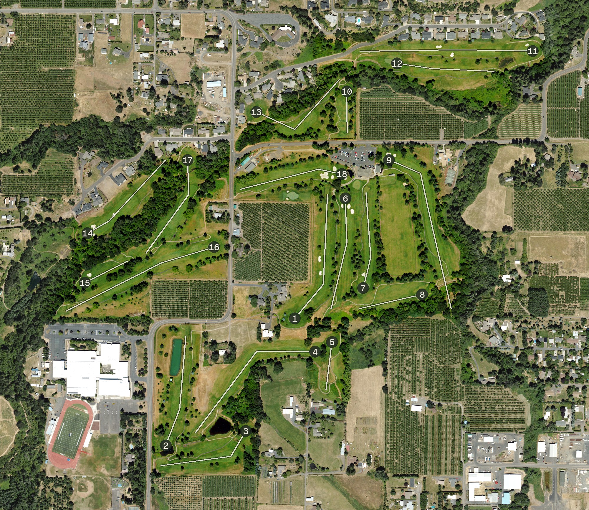 Aerial view of Indian Creek Golf Course, OR
