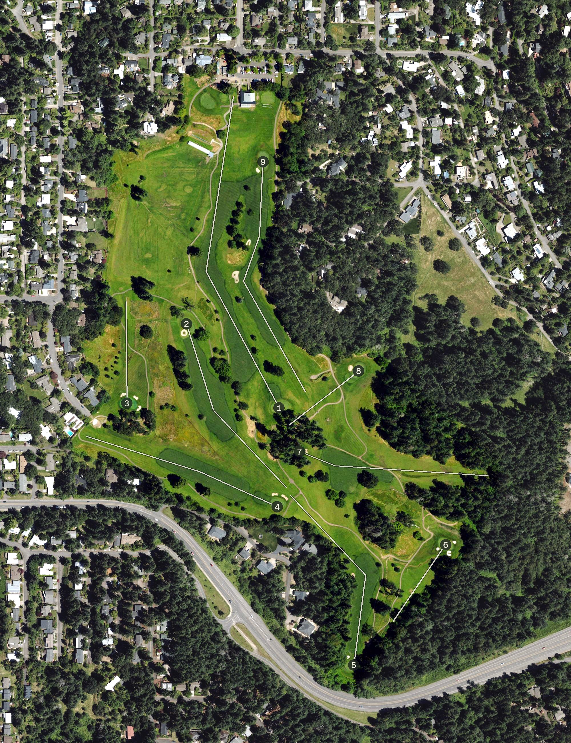 Aerial view of Laurelwood Golf Course, OR