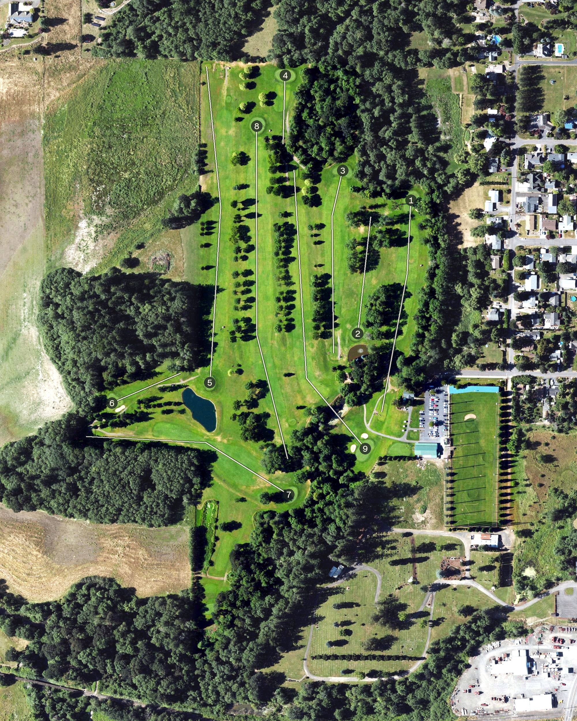 Aerial view of McKay Creek Golf Course, OR