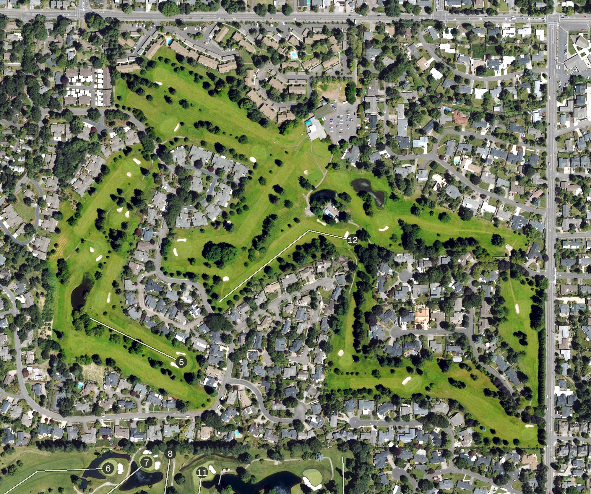 Aerial view of Oakway Golf Course, OR