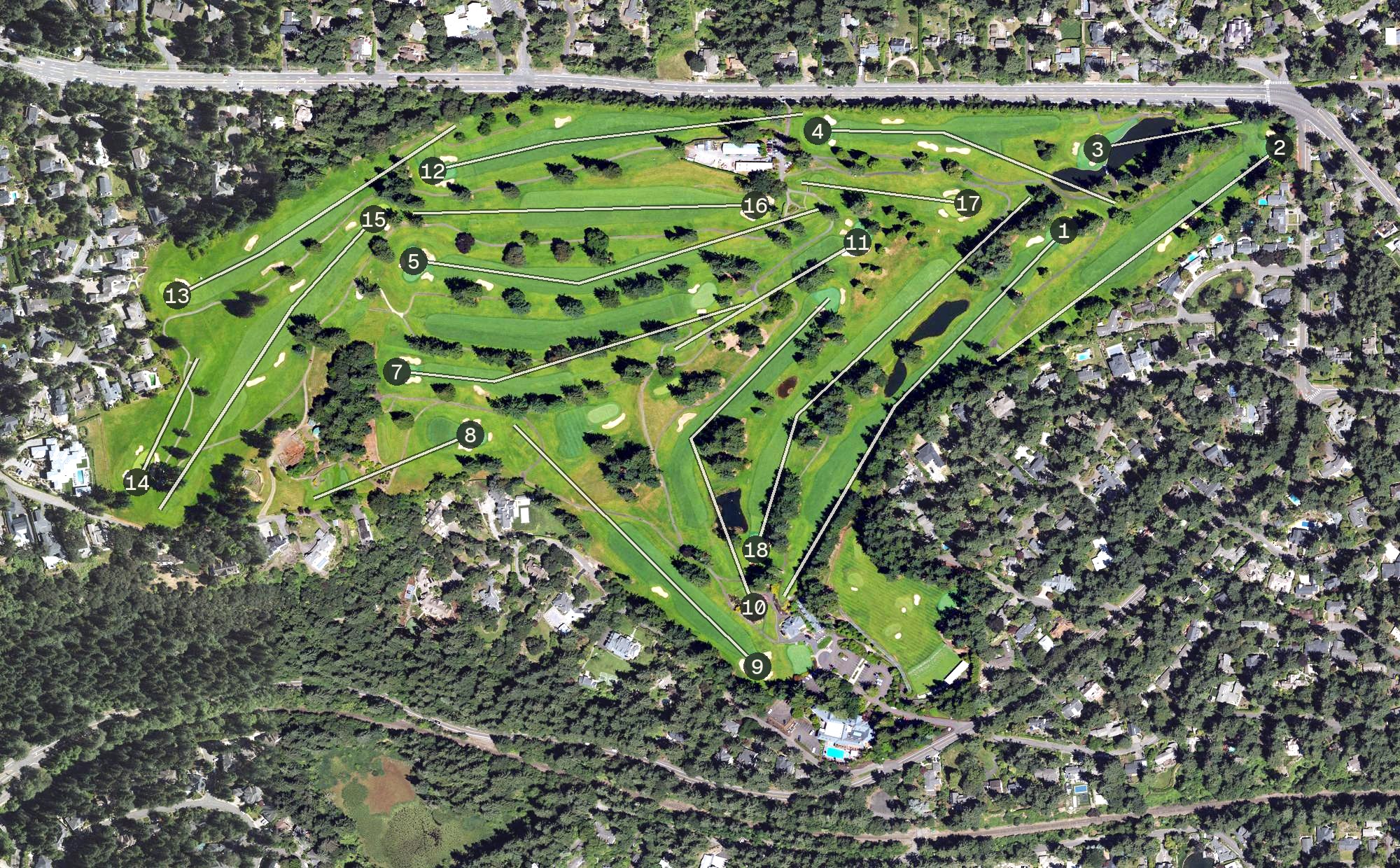 Aerial view of Oswego Lake Country Club, OR