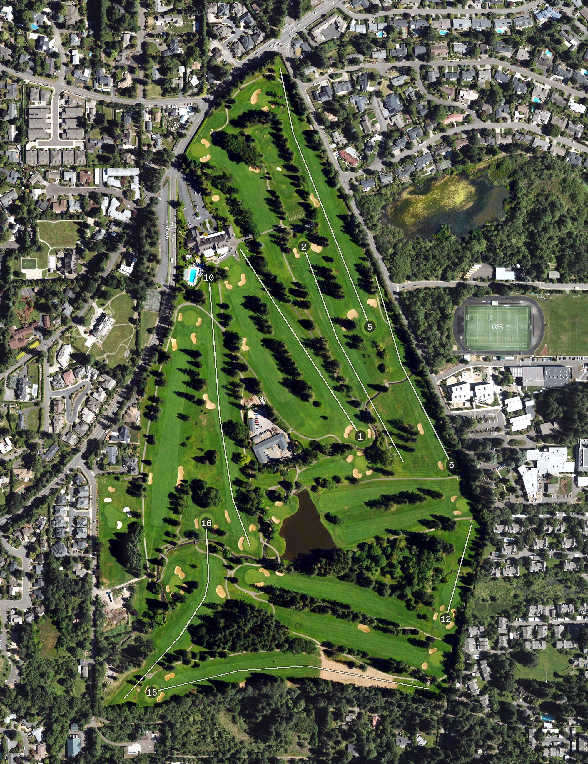 Aerial view of Portland Golf Club, OR