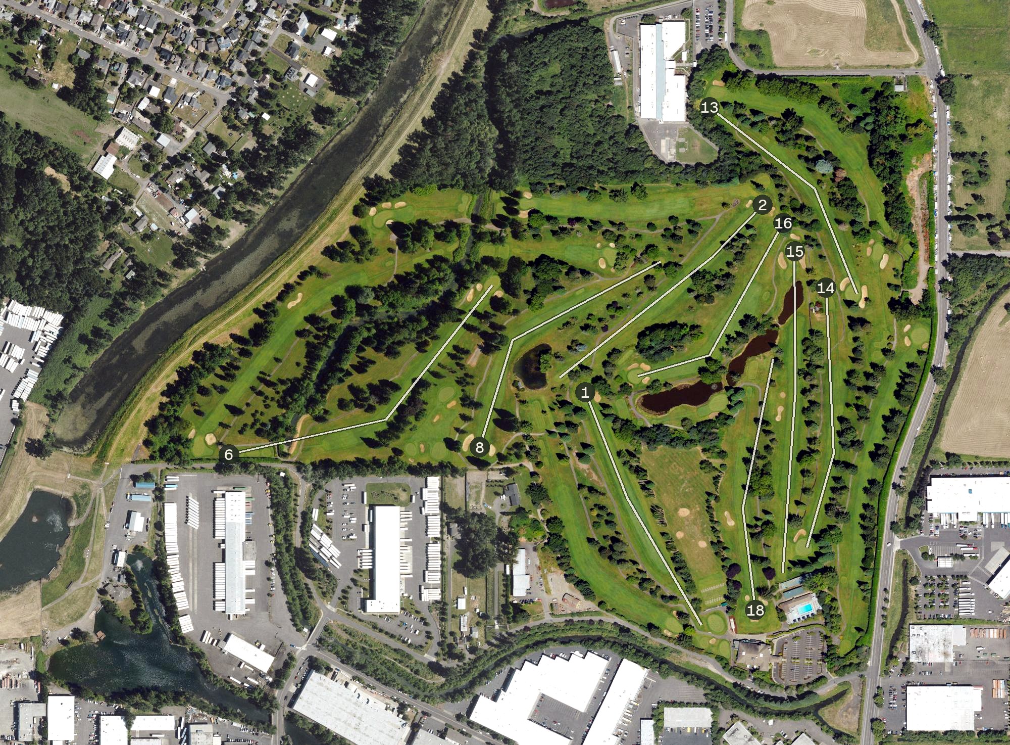 Aerial view of Riverside Golf and Country Club, OR