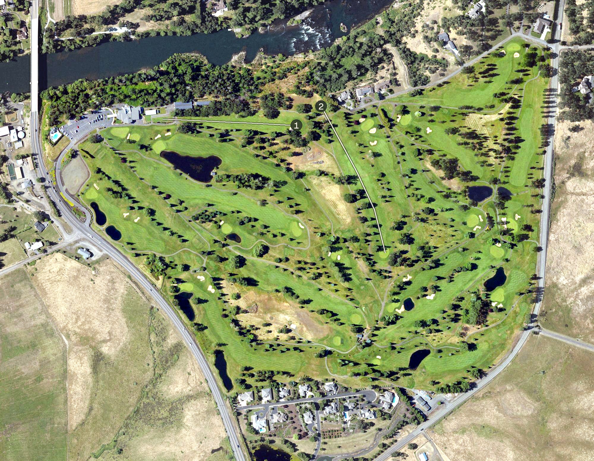 Aerial view of Roseburg Country Club, OR