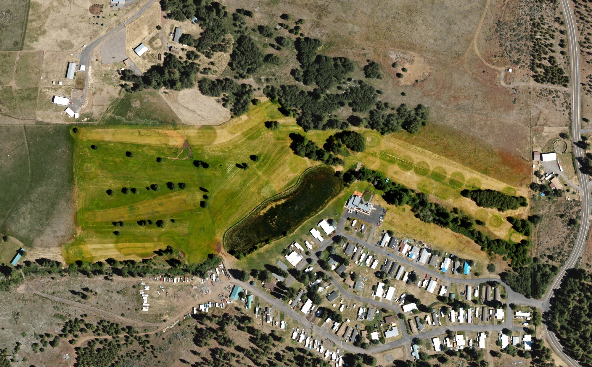 Aerial view of Round Lake Golf Course, OR