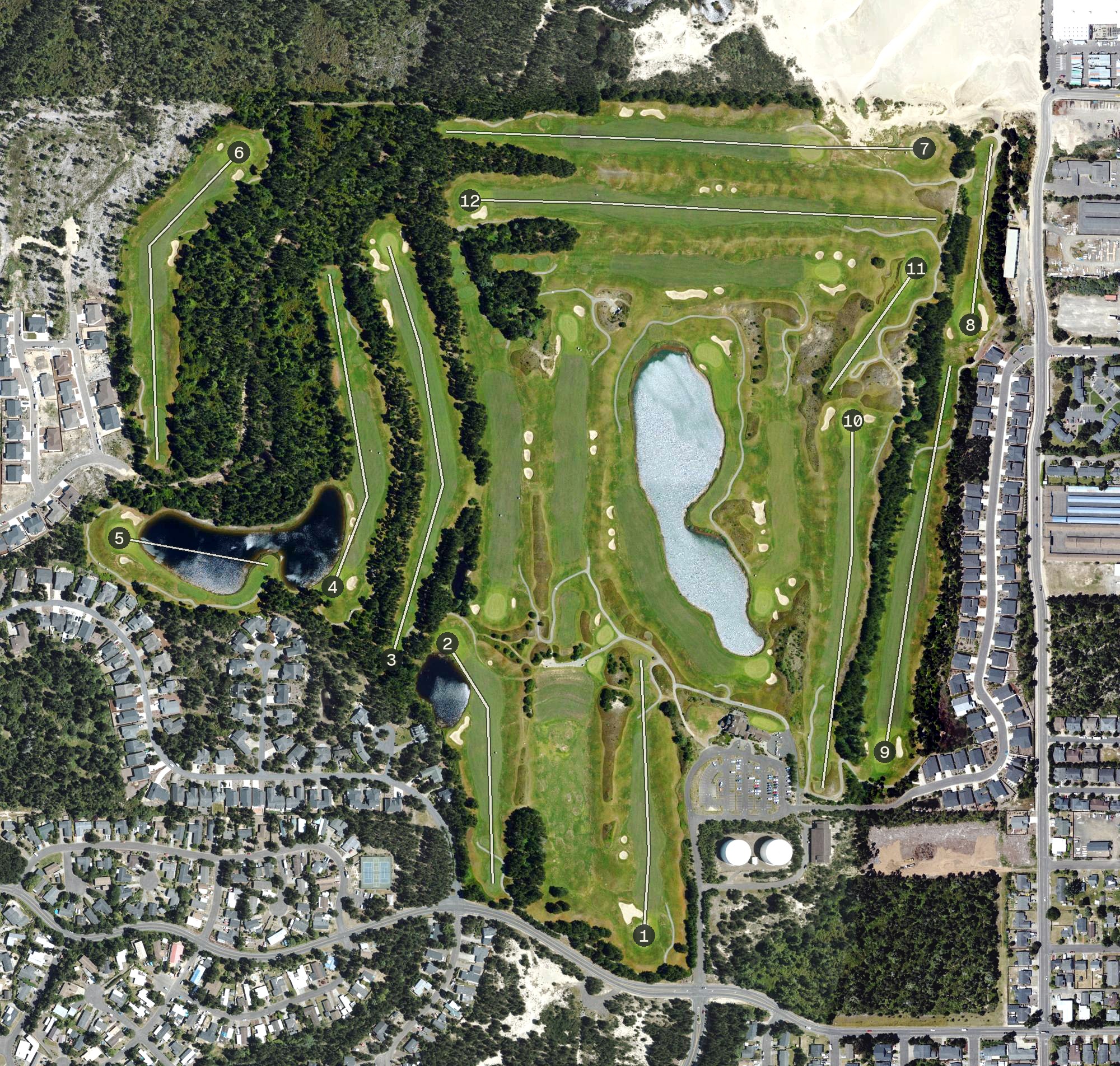 Aerial view of Sandpines Golf Link, OR