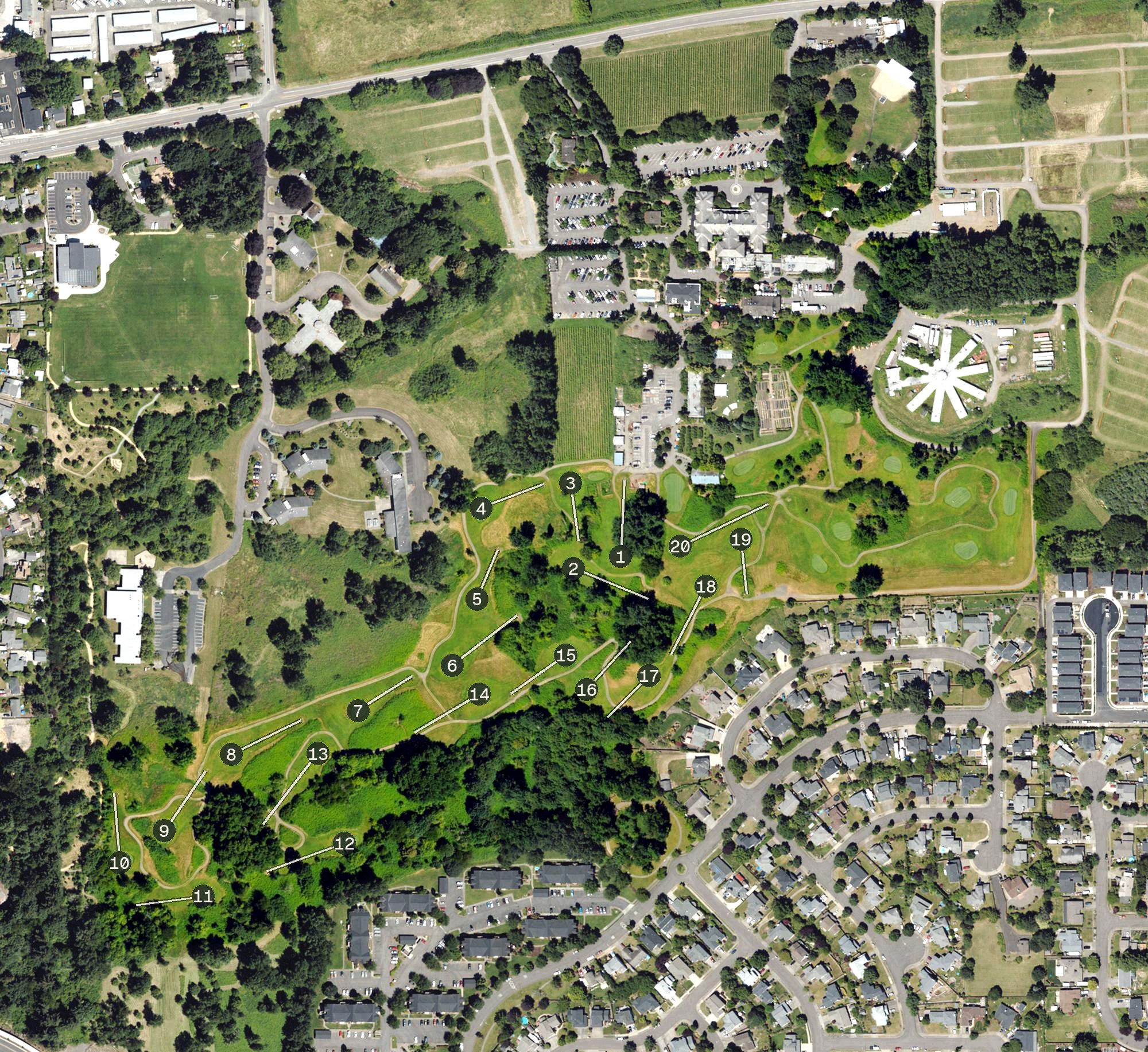 Aerial view of The Pub Courses at Edgefield, OR