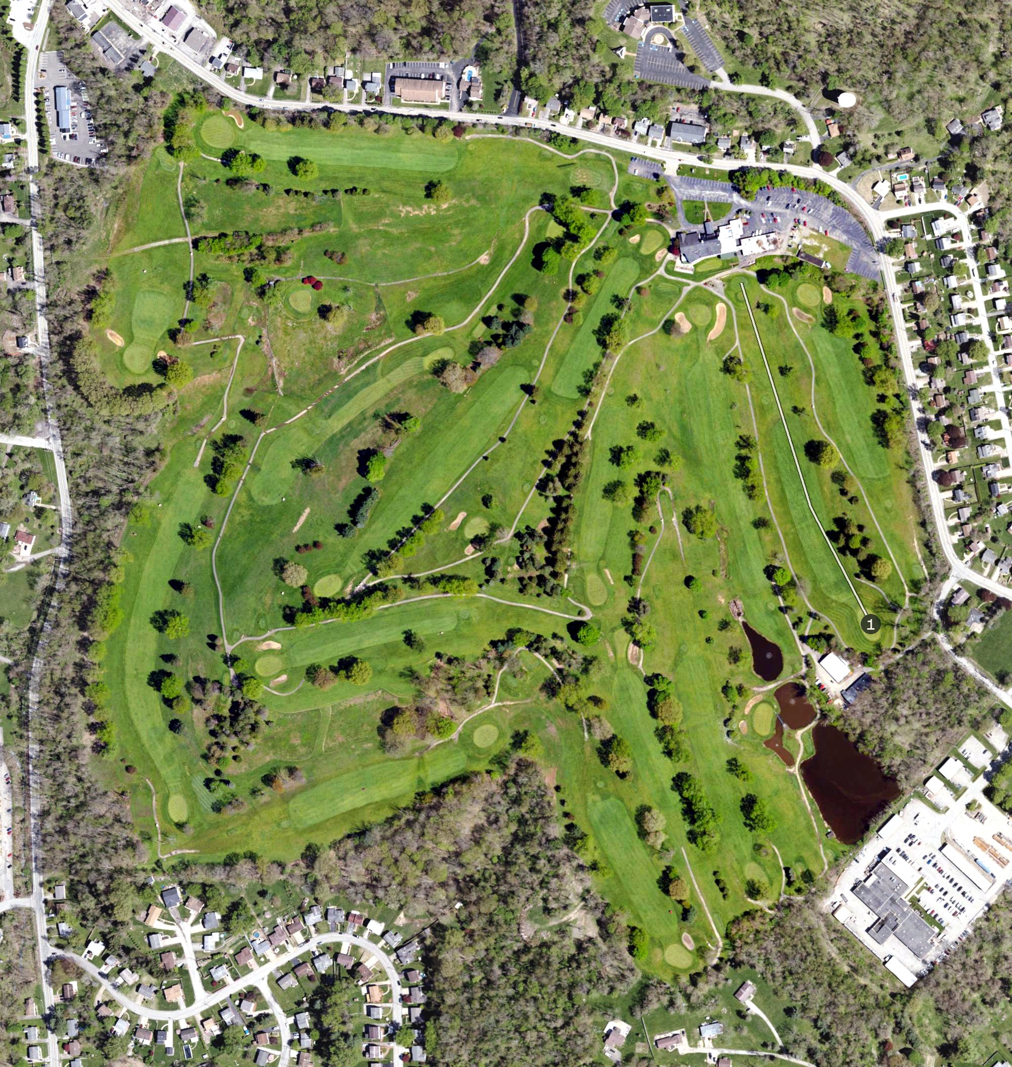 Aerial view of 3 Lakes Golf Course, PA
