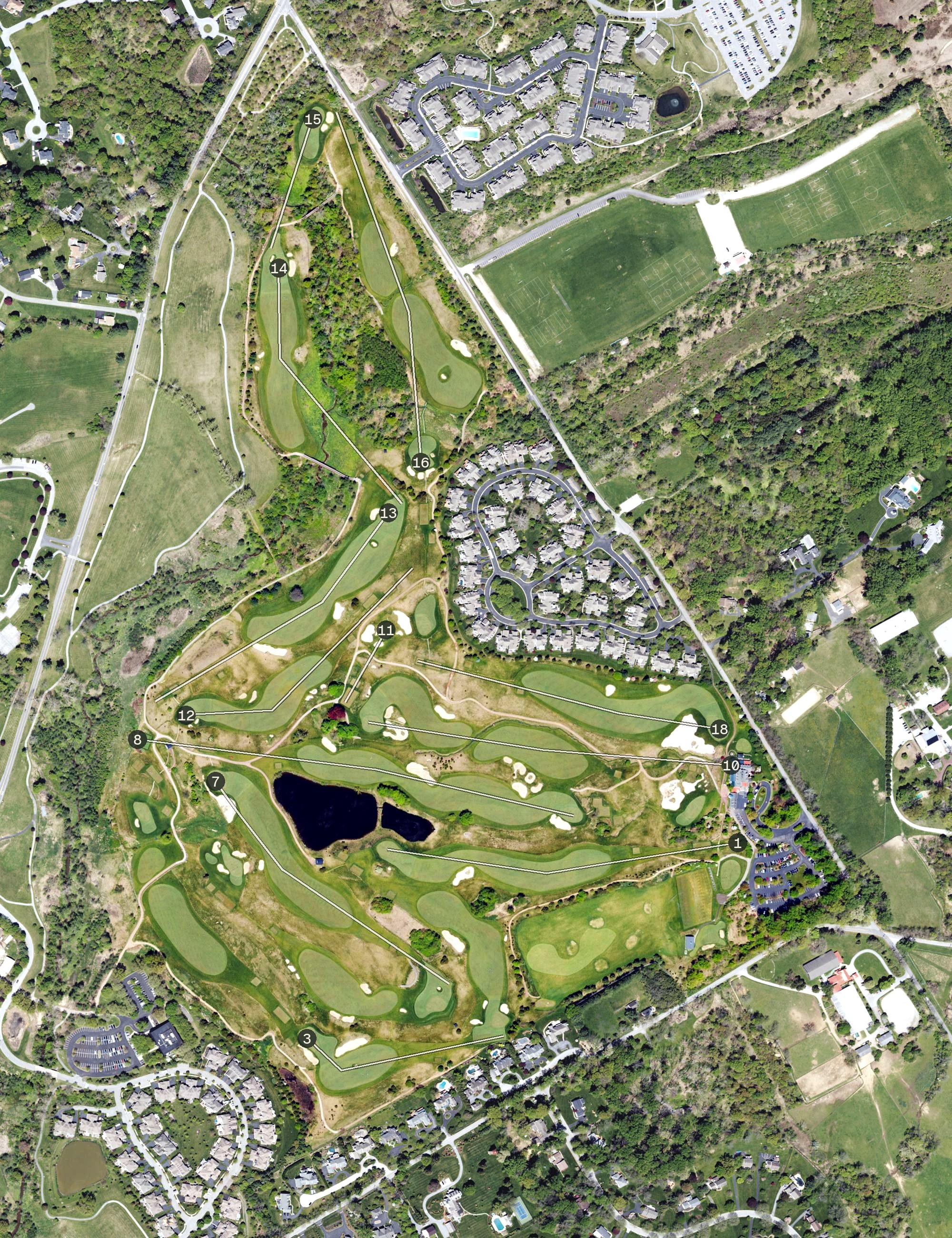 Aerial view of Applebrook Golf Club, PA