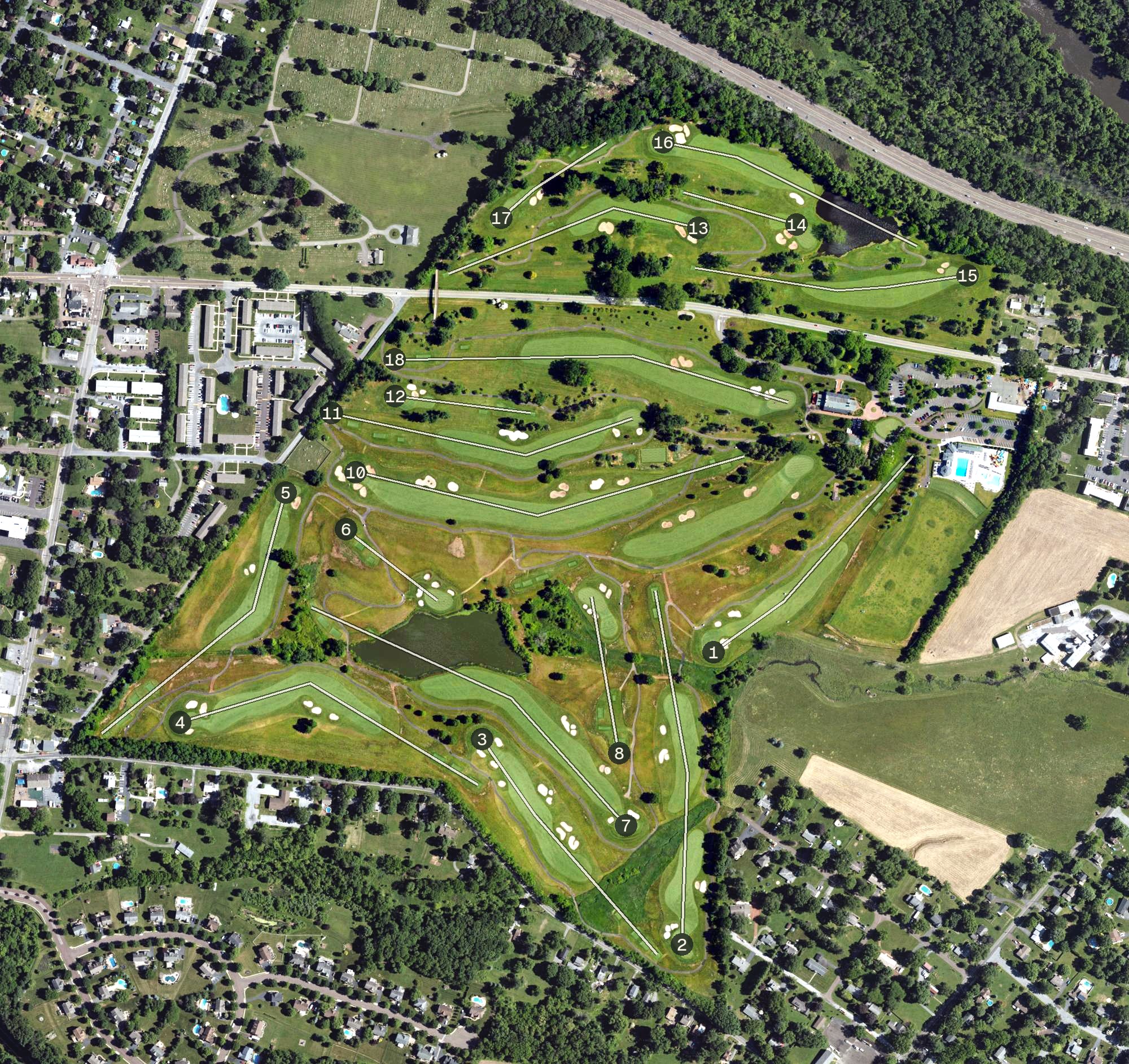 Aerial view of Bellewood Country Club, PA