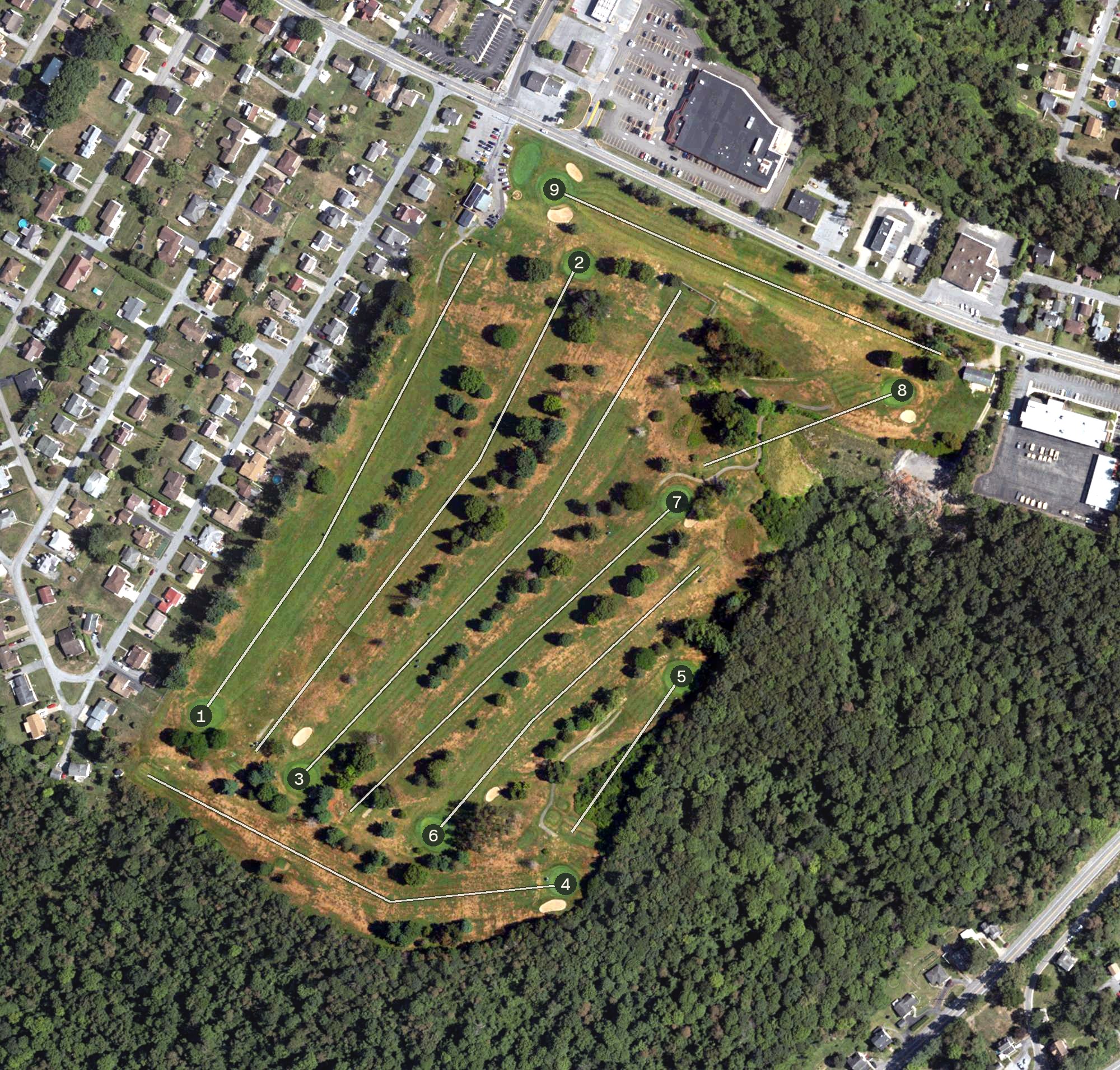 Aerial view of Berkley Hills Golf Course, PA