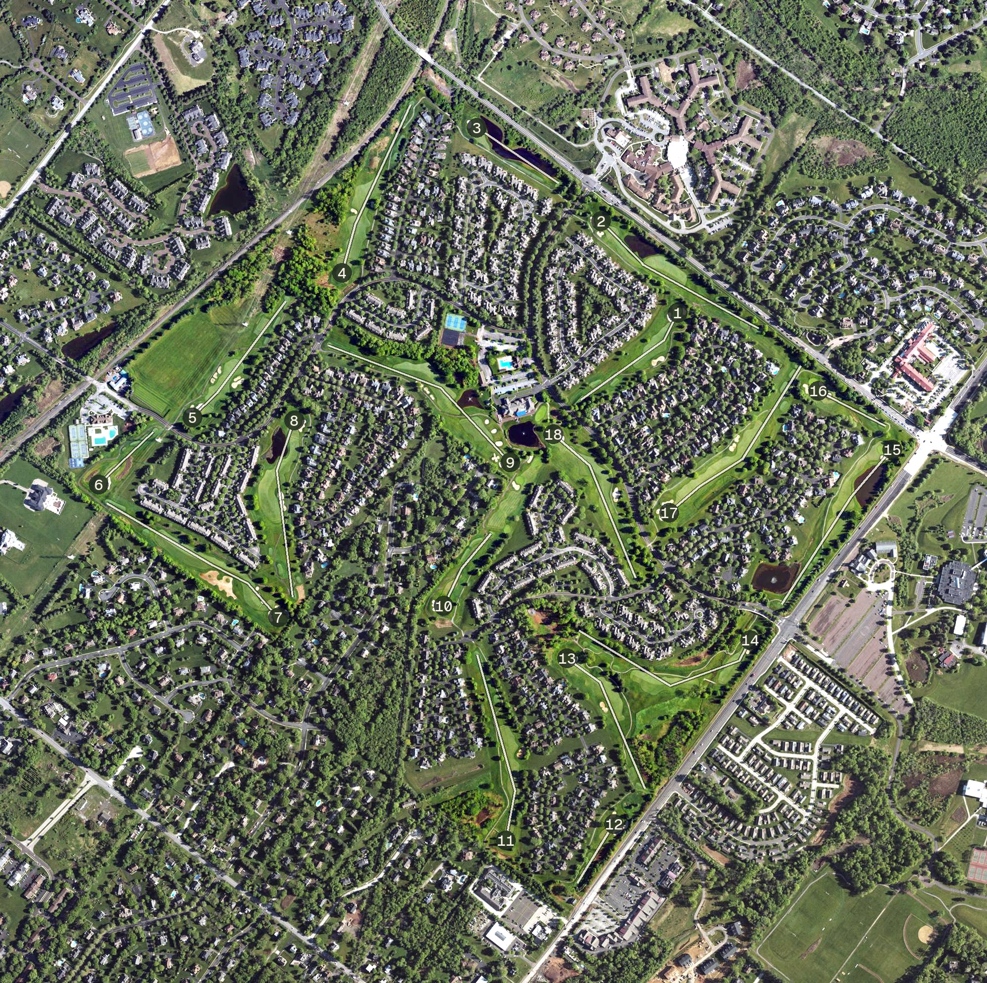 Aerial view of Blue Bell Country Club, PA