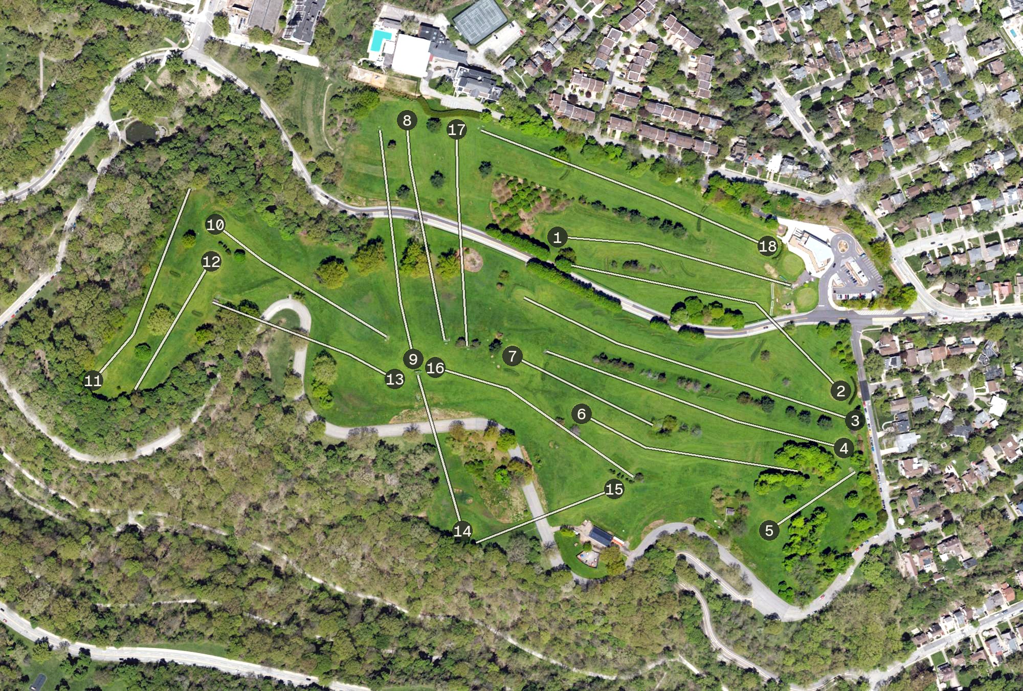 Aerial view of Bob O'Connor Golf Course, PA