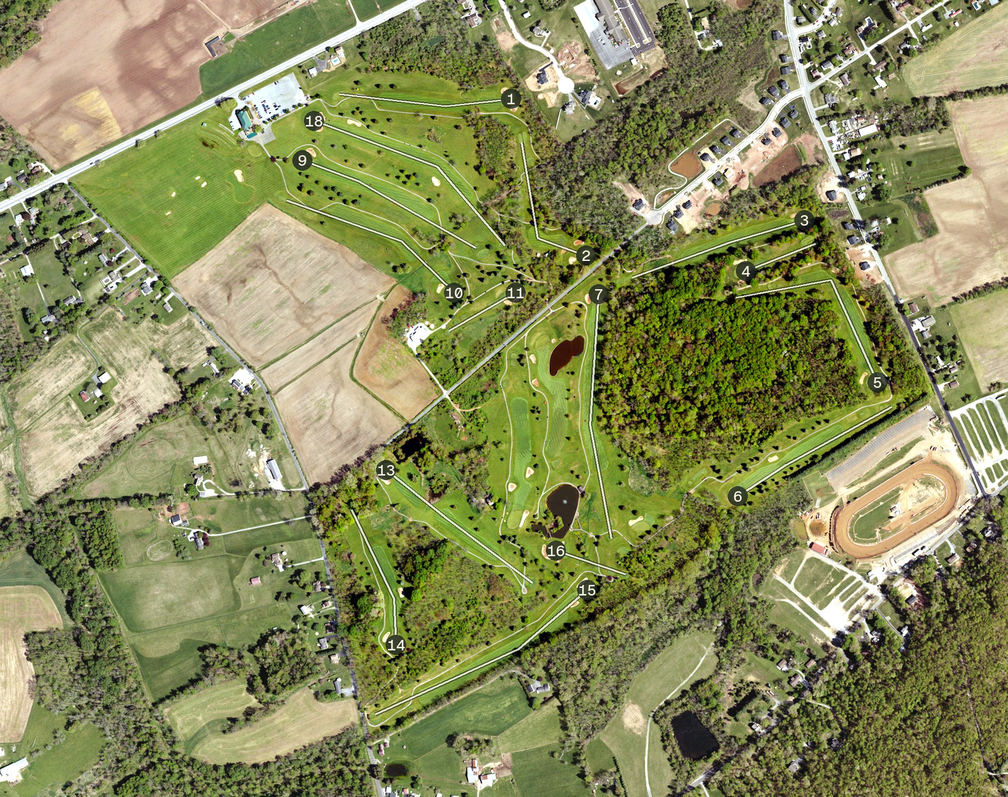 Aerial view of Bridges Golf Club, PA