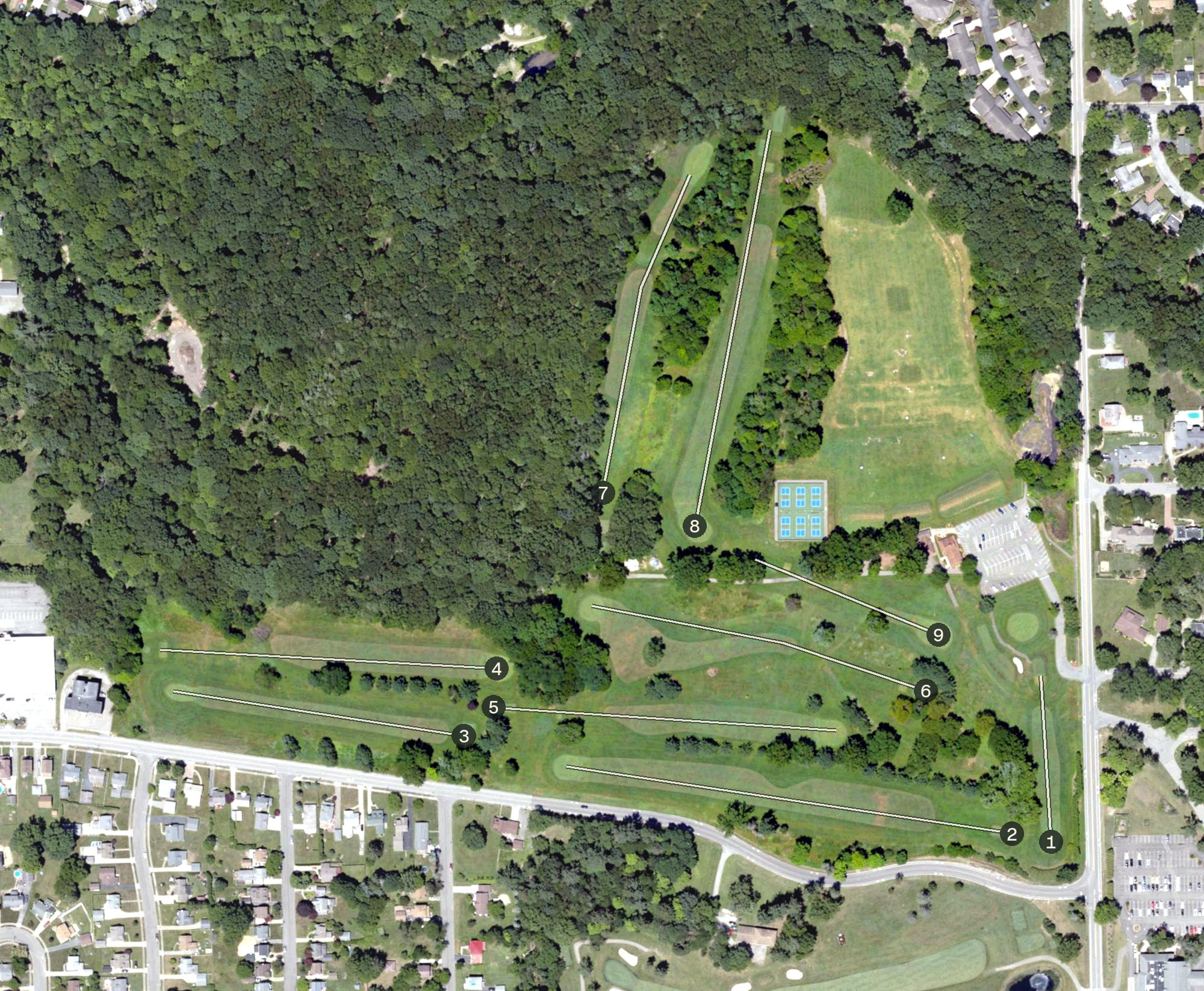 Aerial view of Buhl Farm Golf Course, PA