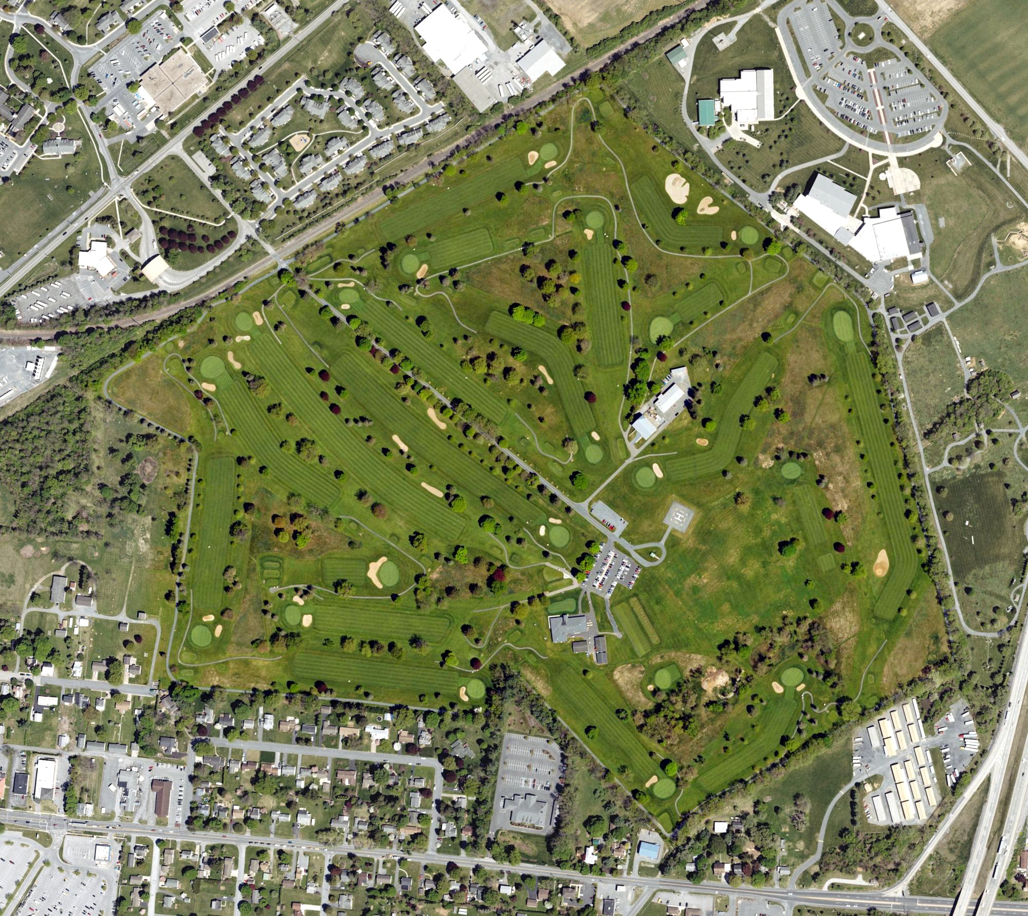 Aerial view of Carlisle Barracks Golf Course, PA