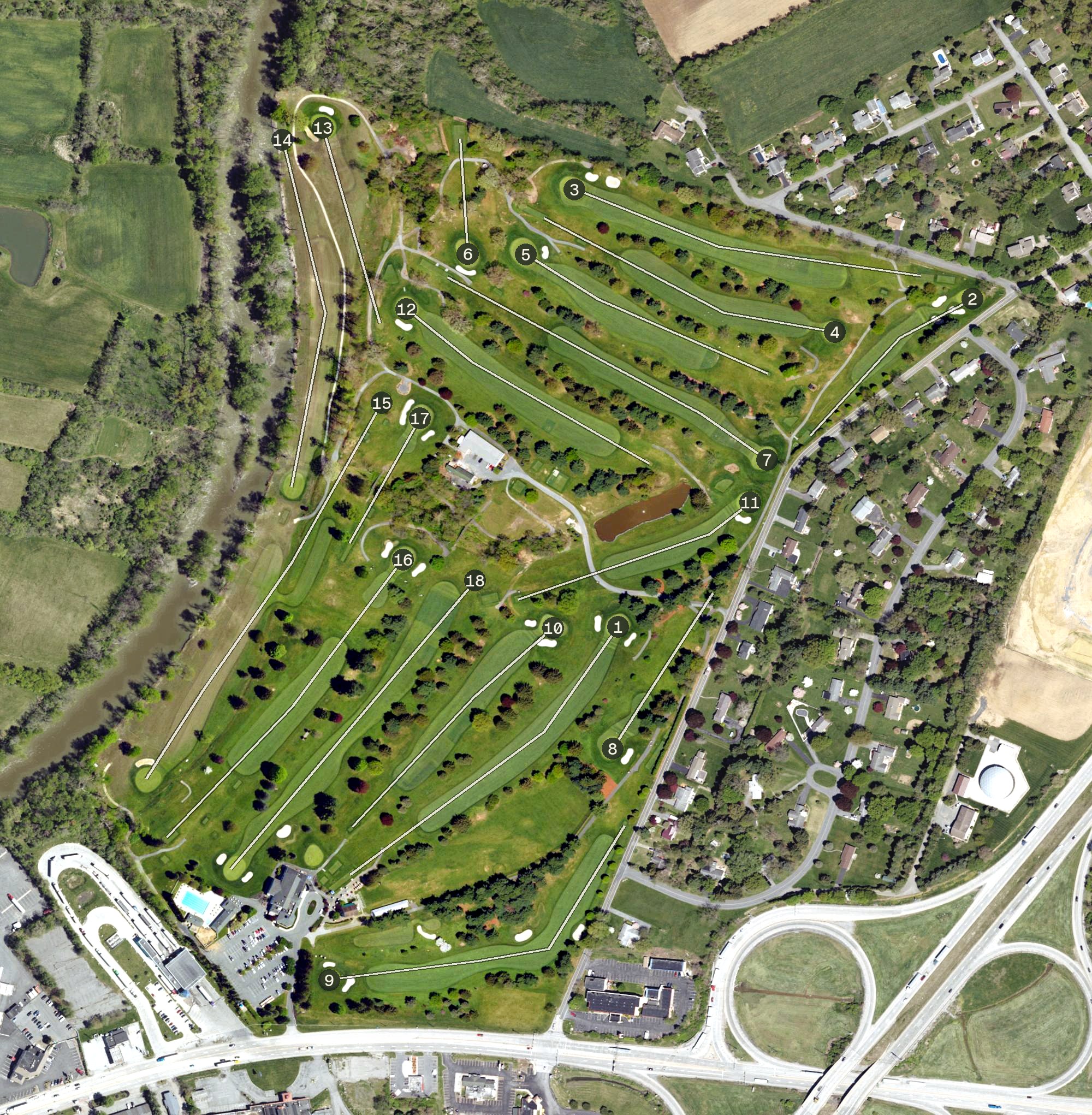 Aerial view of Carlisle Country Club, PA