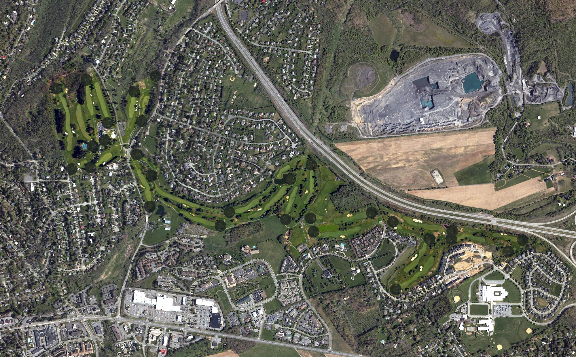 Aerial view of Centre Hills Country Club, PA