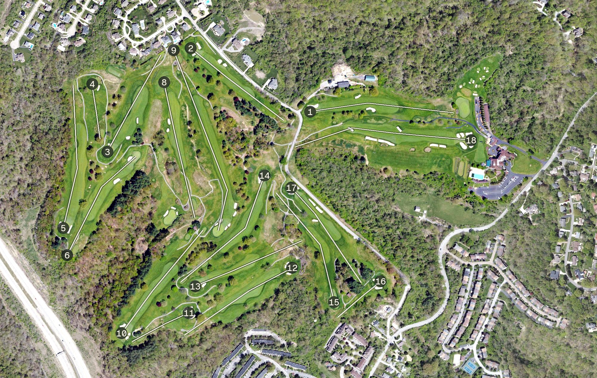 Aerial view of Chartiers Country Club, PA