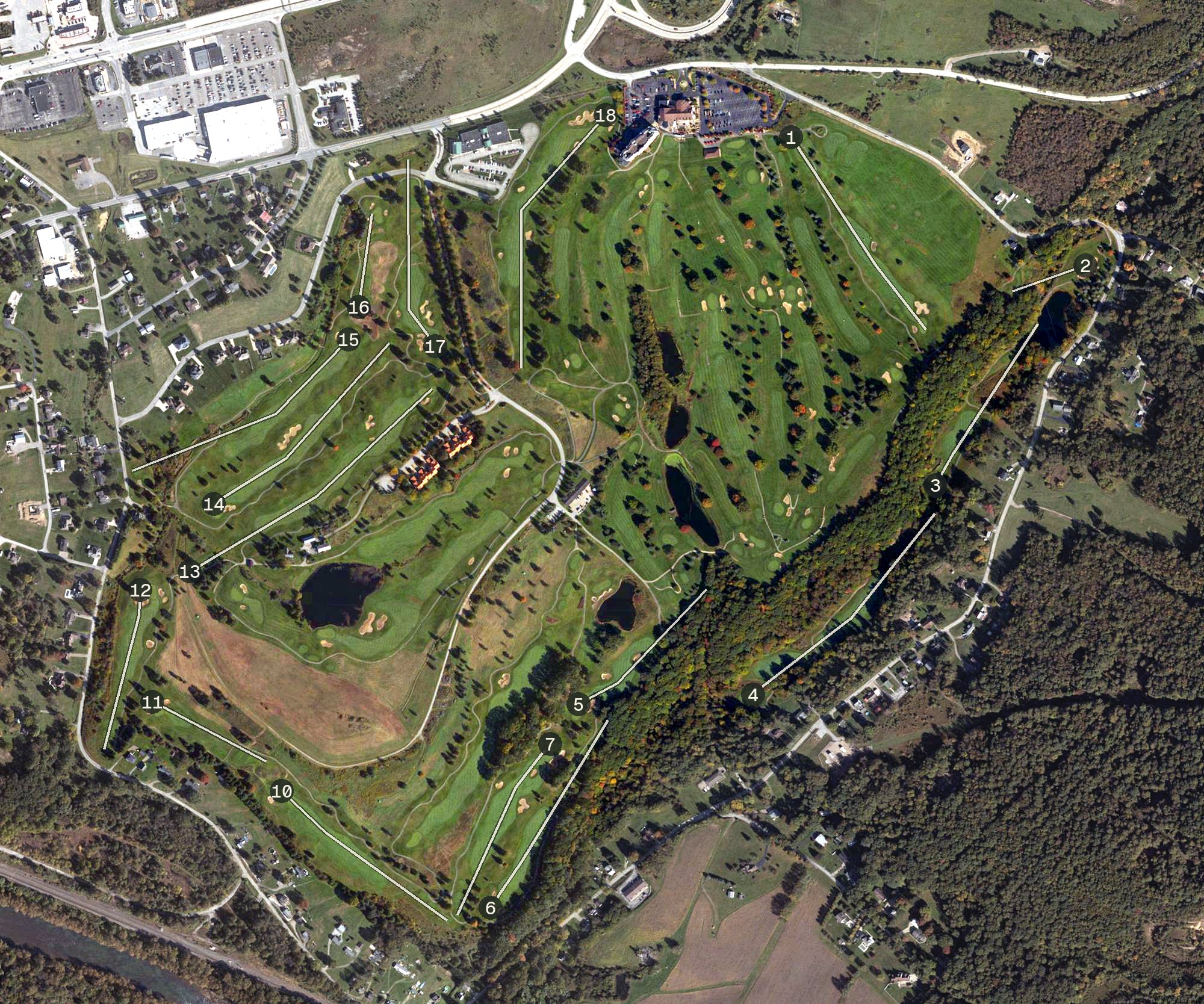 Aerial view of Chestnut Ridge Golf Resort & Conference Center, PA