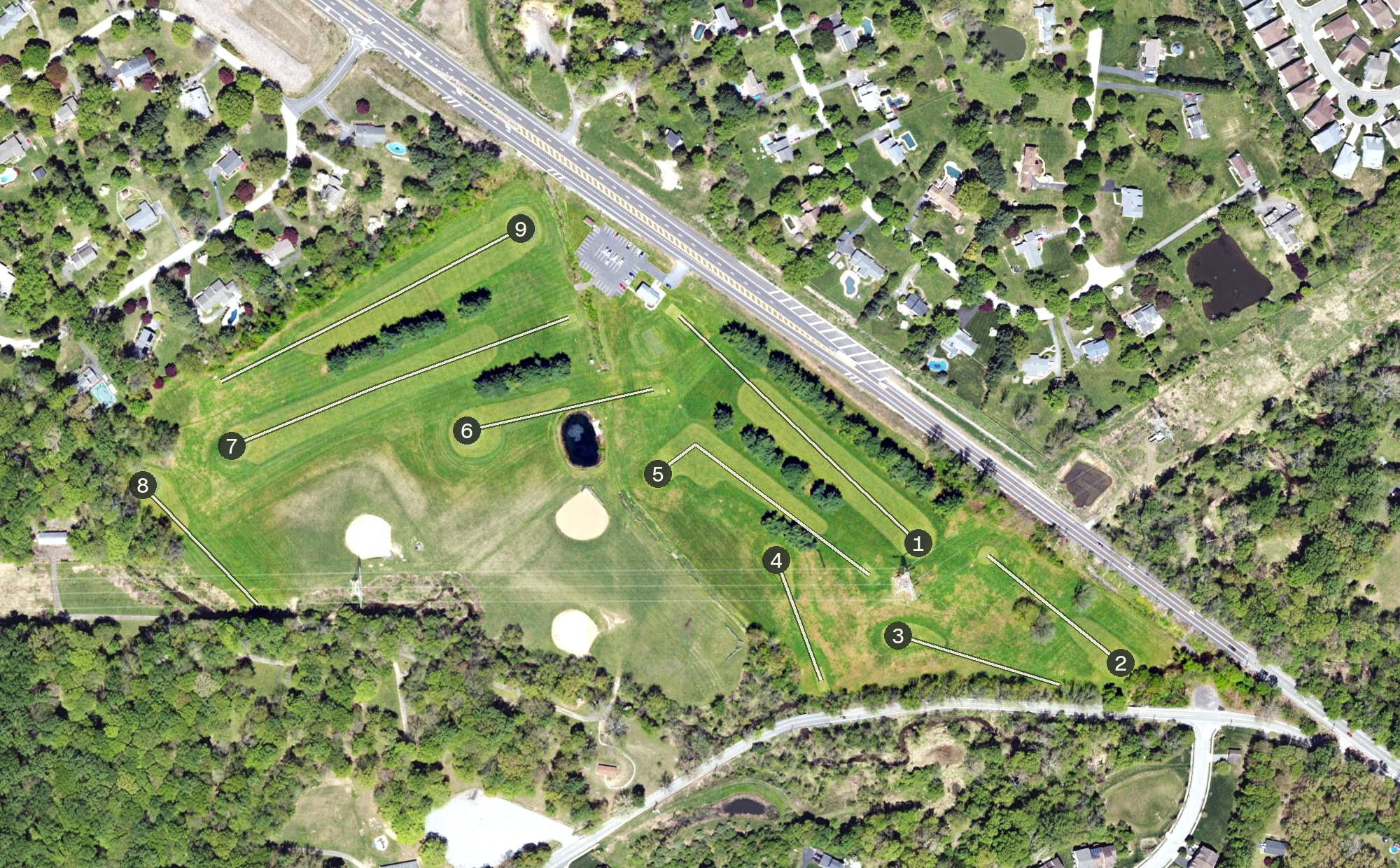 Aerial view of Clayton Park Golf Course, PA