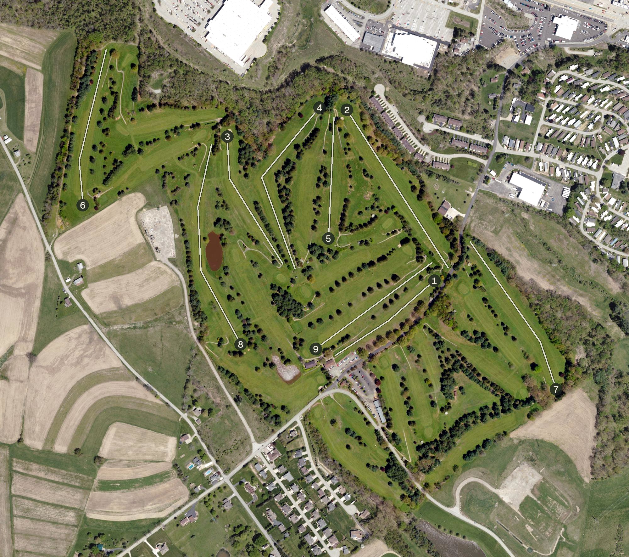 Aerial view of Cloverleaf Golf Course, PA
