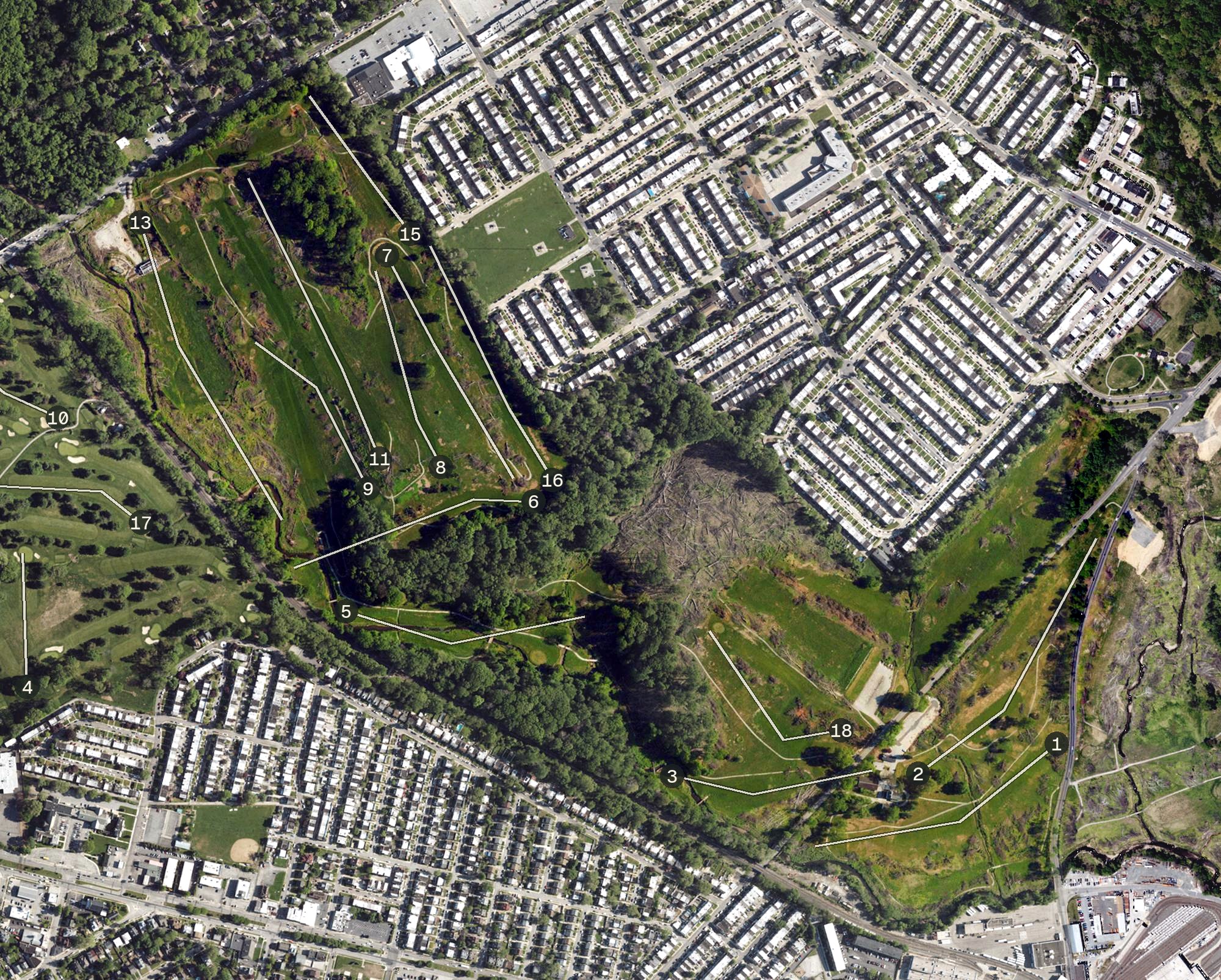 Aerial view of Cobbs Creek Golf Course Olde, PA