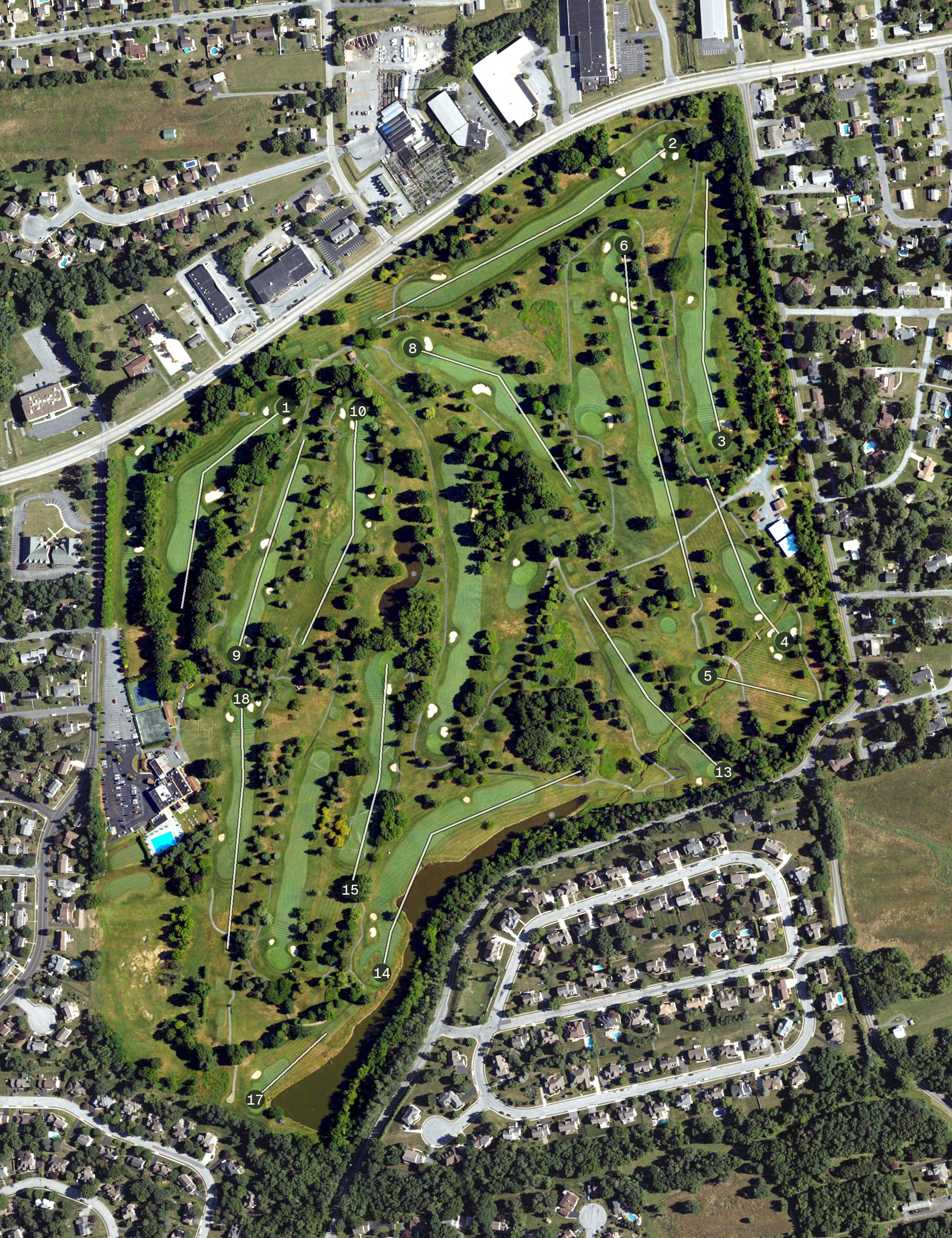 Aerial view of Colonial Golf and Tennis Club, PA