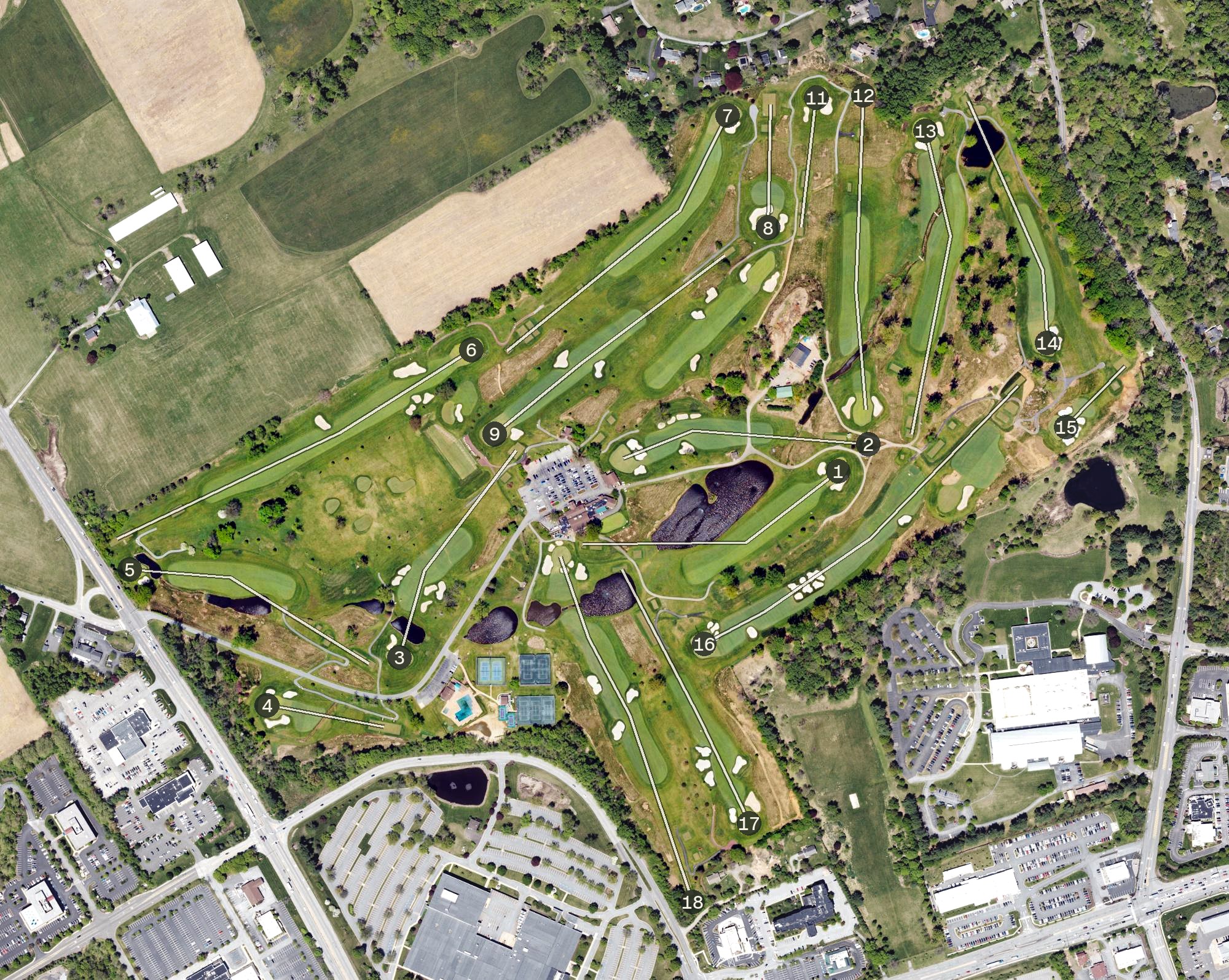 Aerial view of Concord Country Club, PA