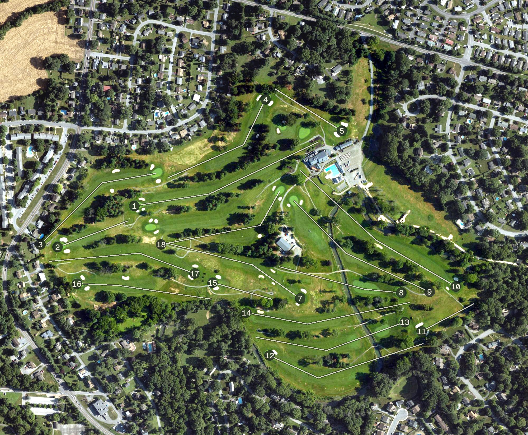 Aerial view of Conestoga Country Club, PA